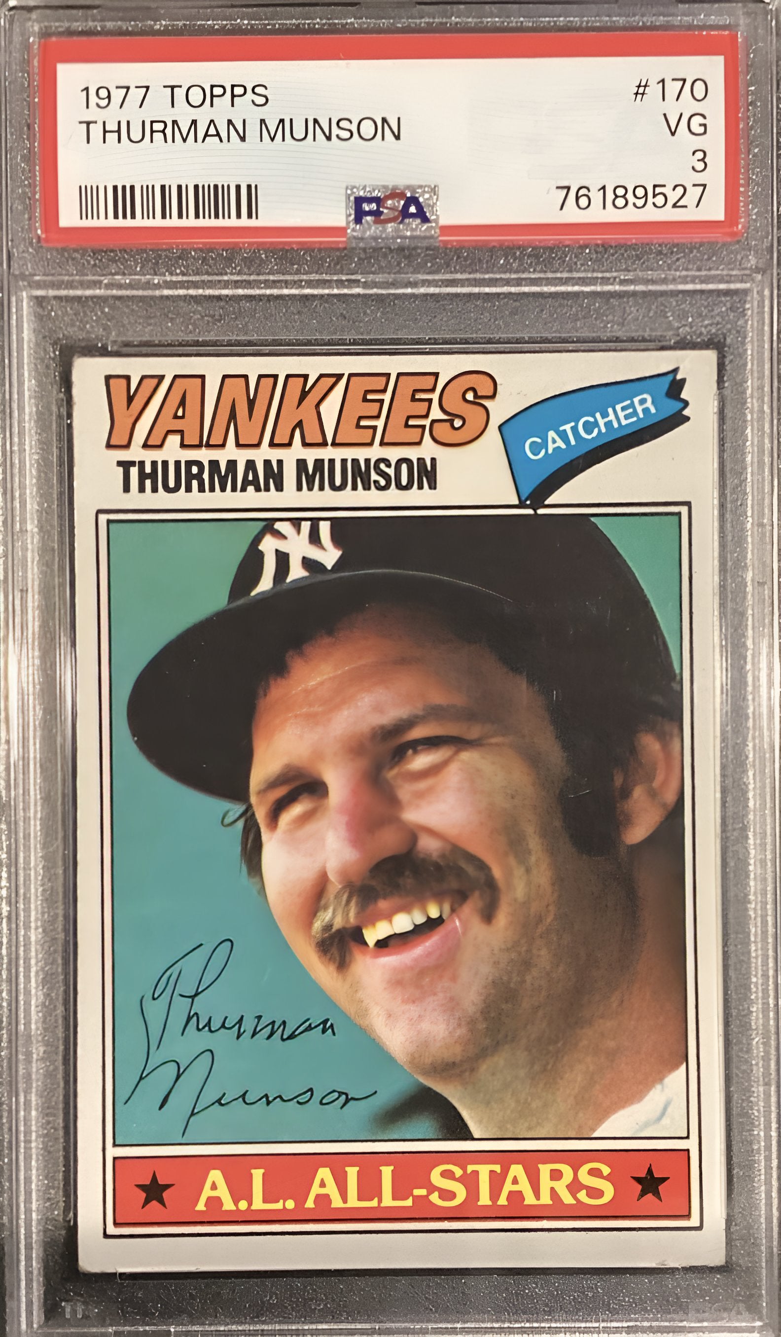 1977 Topps - Thurman Munson #170 PSA 3 All Star!
