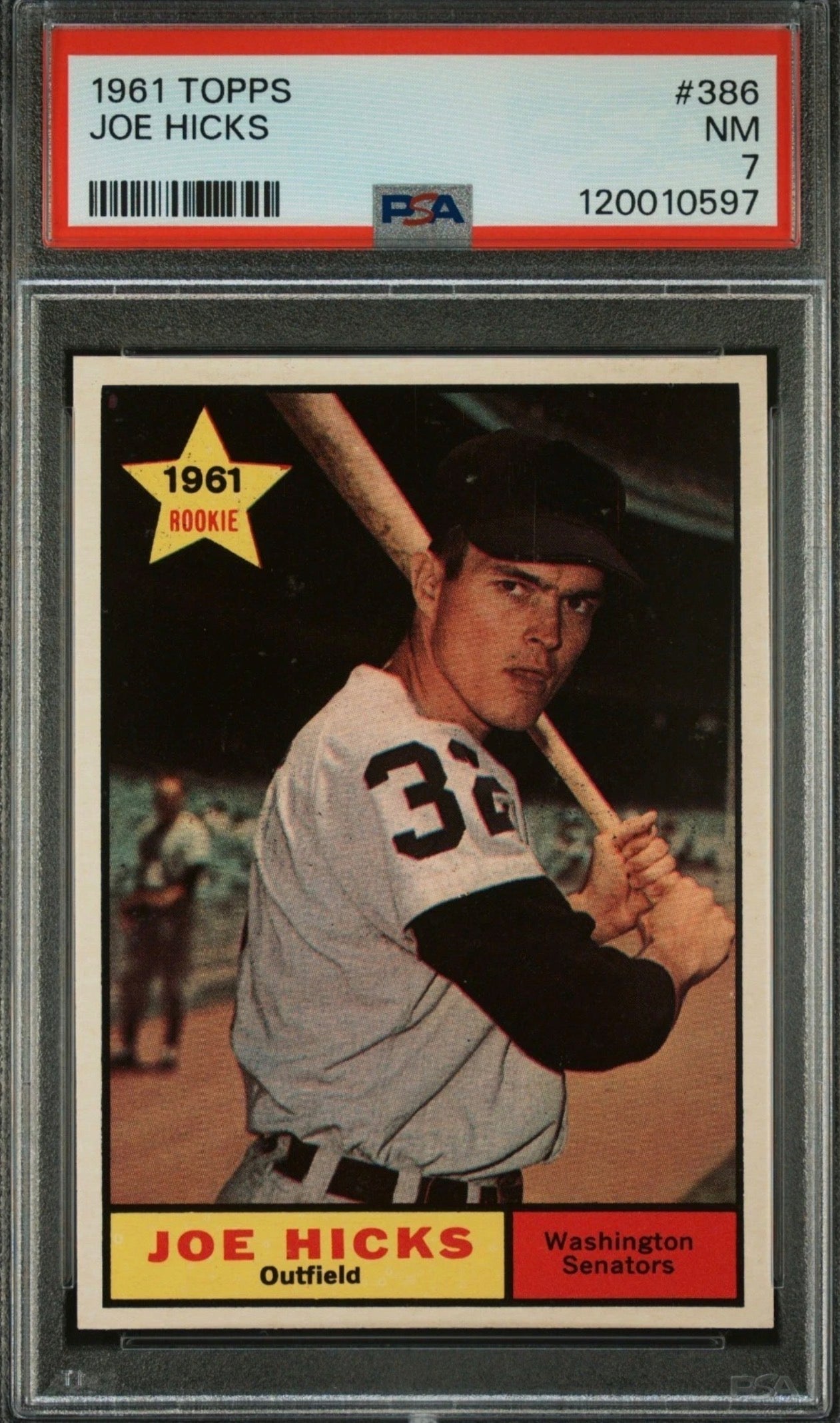 1961 Topps #386 Joe Hicks PSA 7 NM Washington Senators Baseball Card