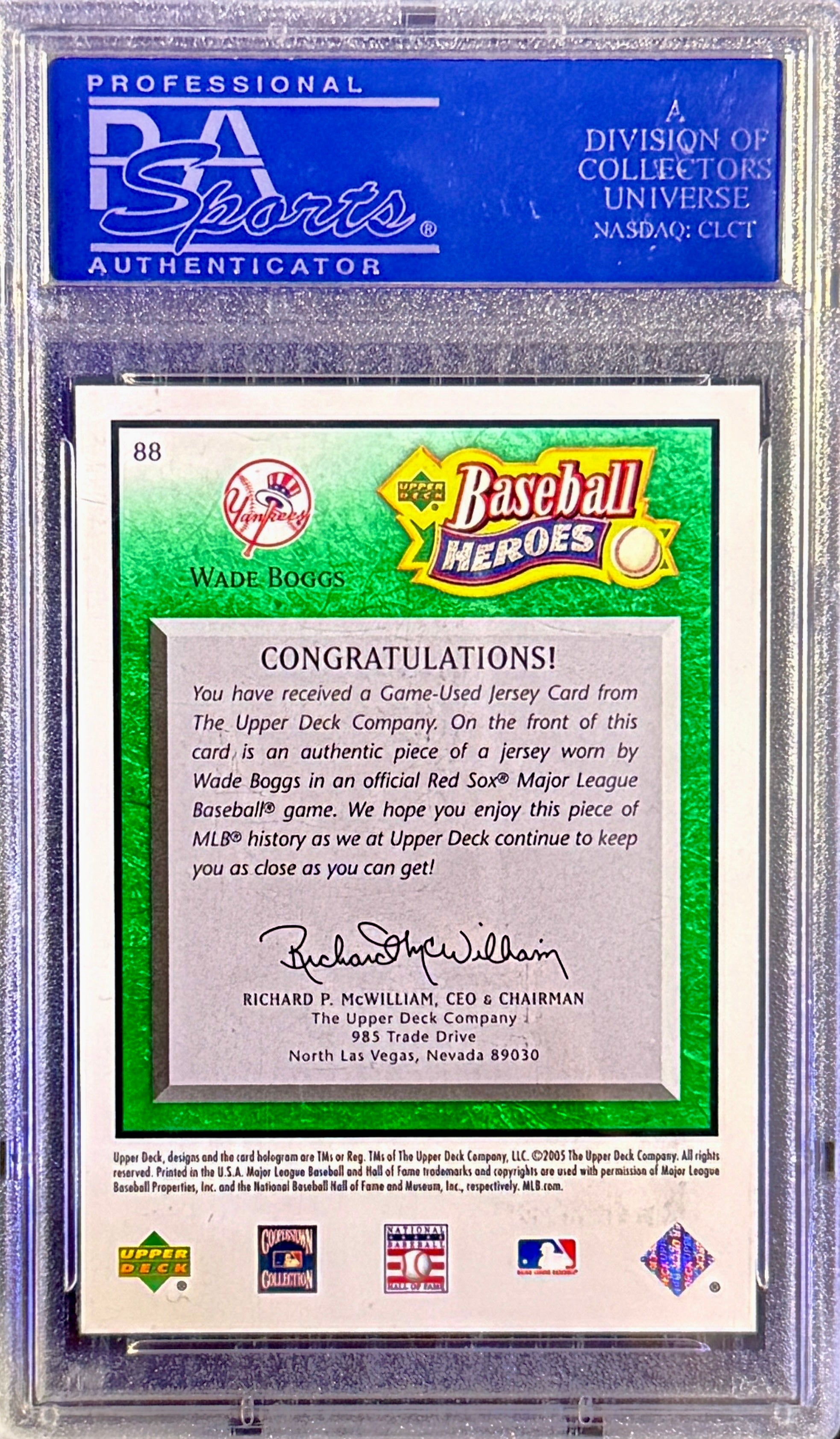 Wade Boggs 2005 Upper Deck Emerald PSA 9