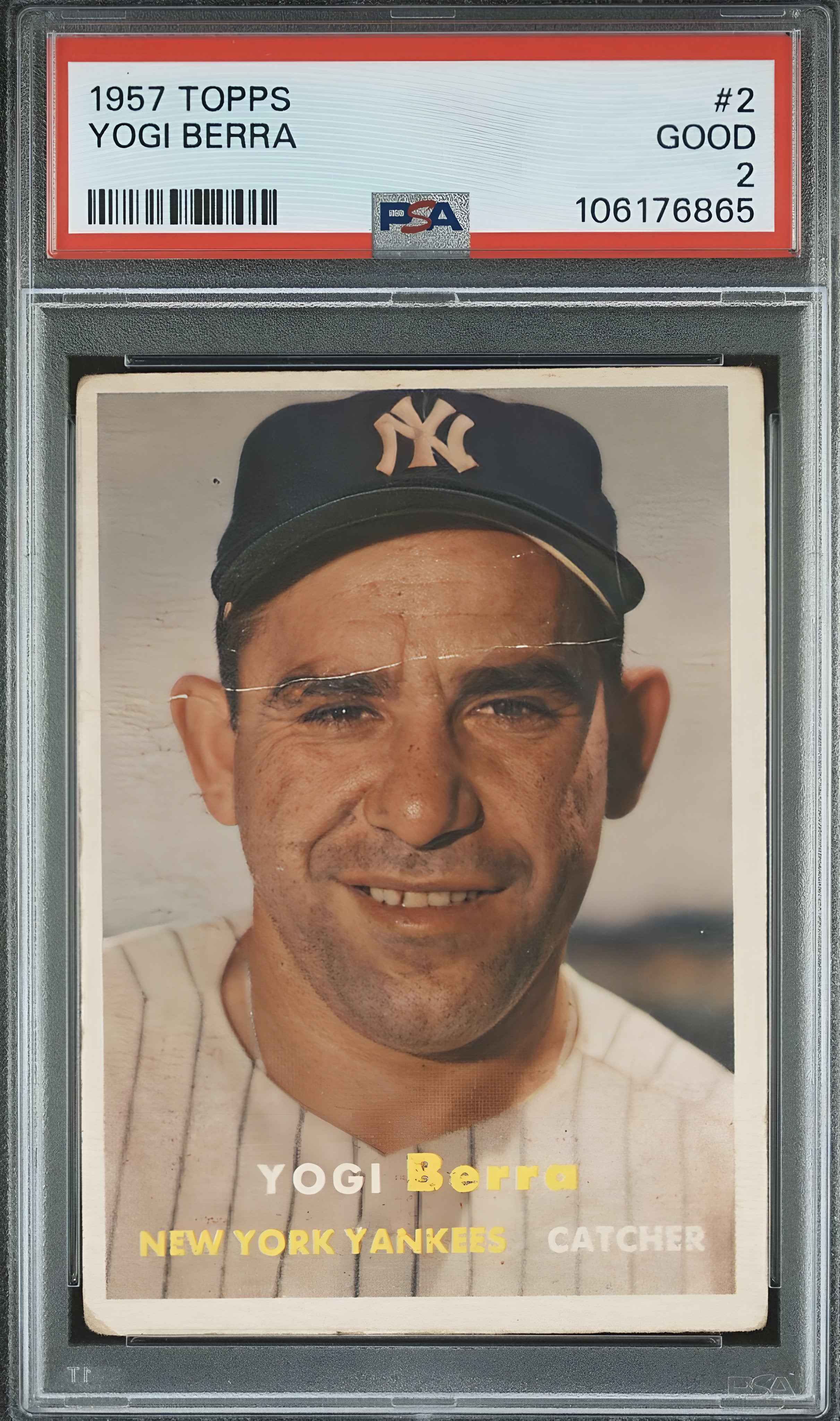 1957 Topps Baseball #2 Yogi Berra PSA 2