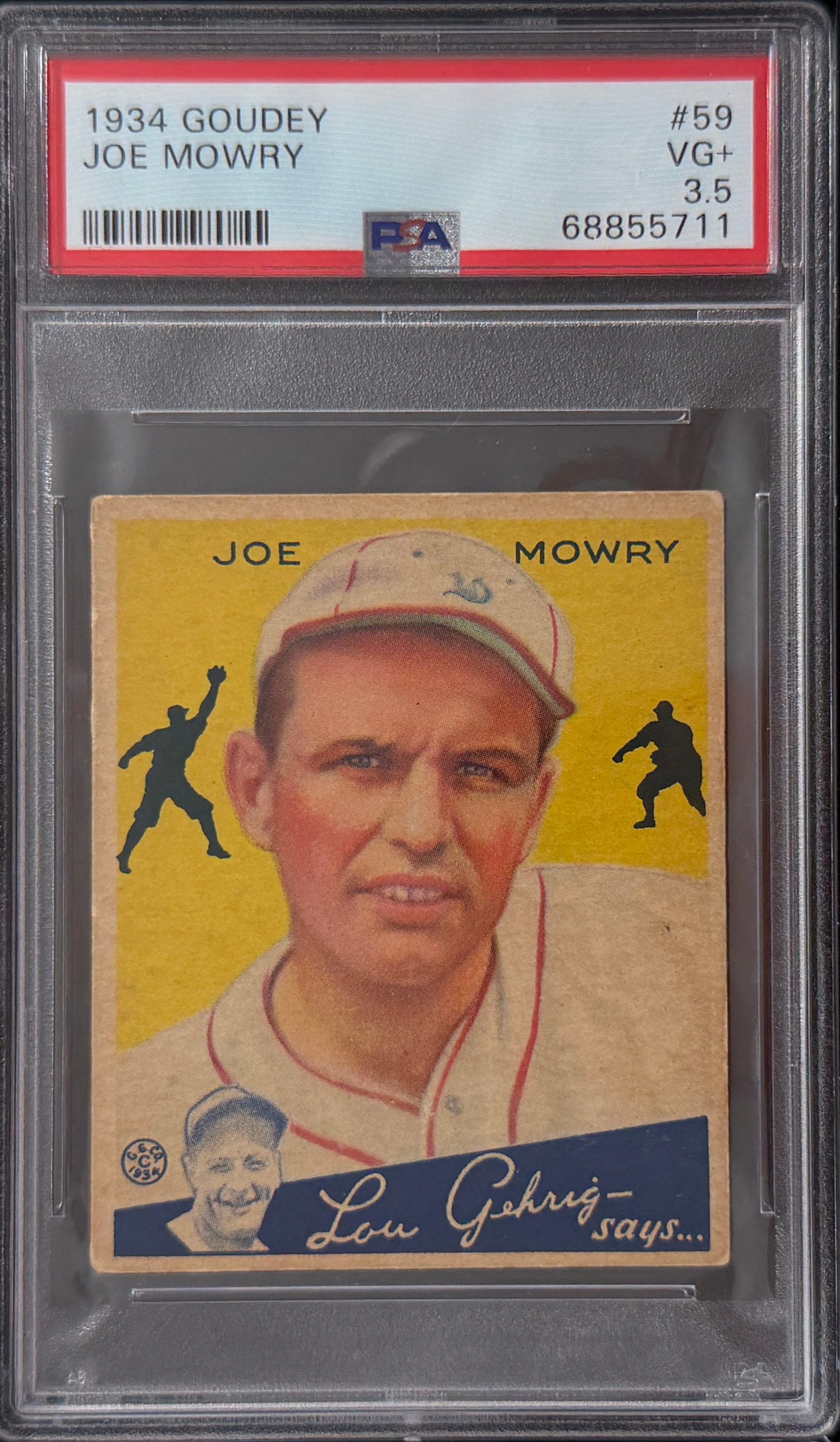 1934 Goudey Joe Mowry #59 Boston Braves PSA 3.5