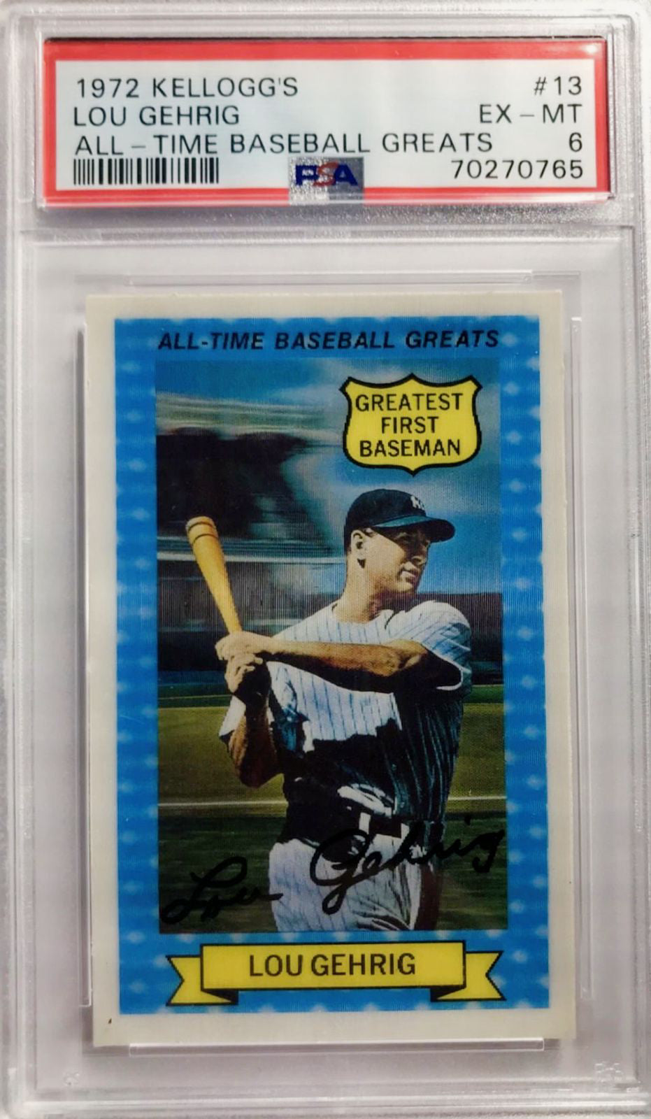 1972 Kellogg’s Lou Gehrig #13 PSA 6- Holographic