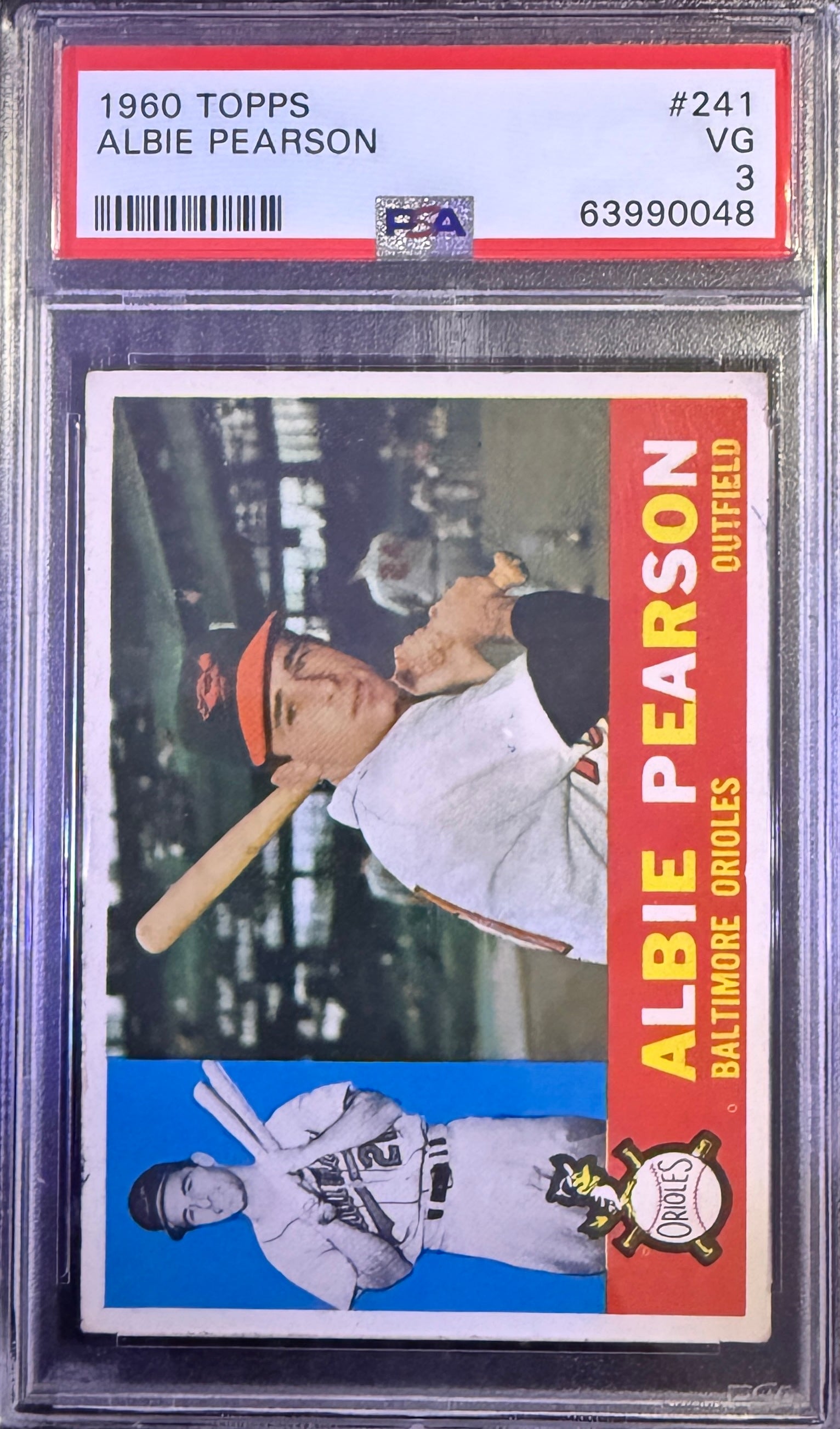 1960 Topps Albie Pearson #241 Baltimore Orioles PSA 3