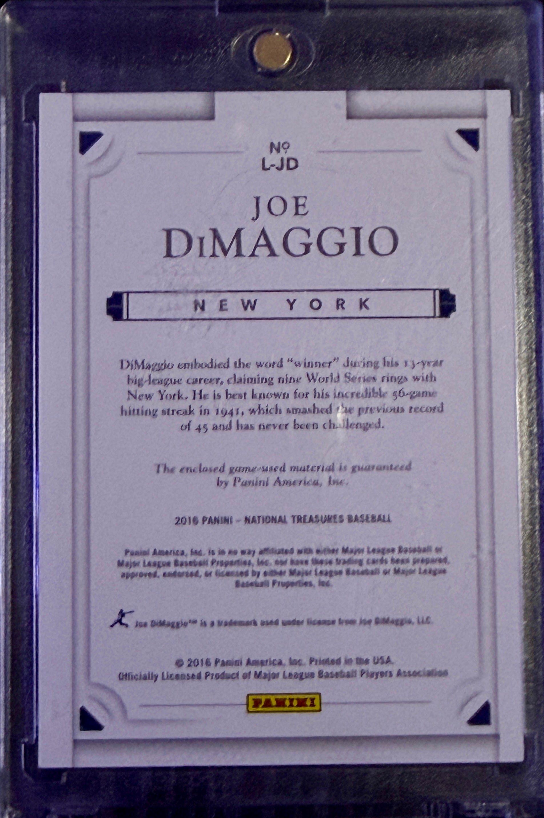 2016 Panini National Treasures Legends Joe DiMaggio