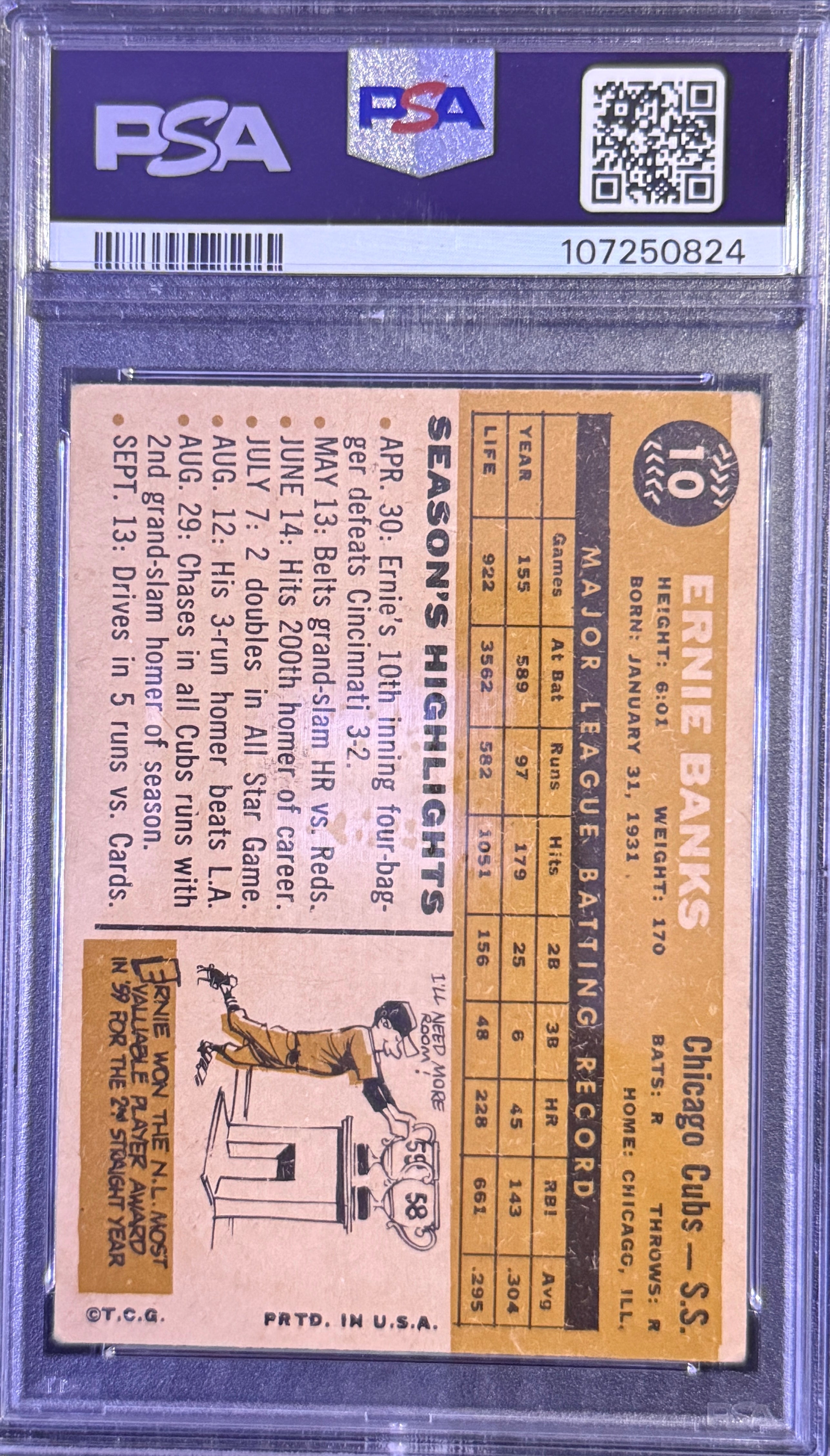1960 Topps Ernie Banks  PSA 2