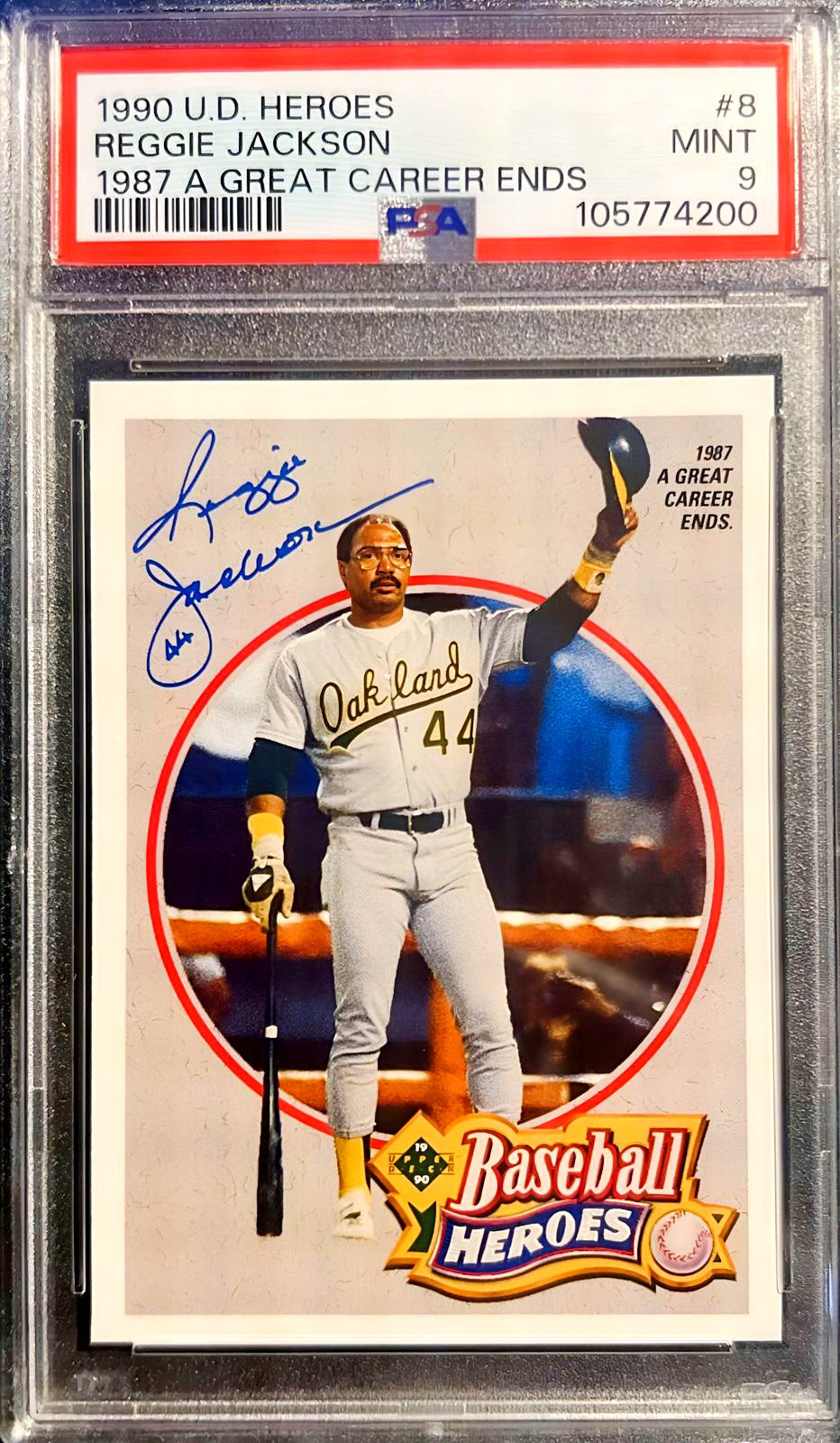 1990 U.D. HEROES REGGIE JACKSON #8 MINT 9