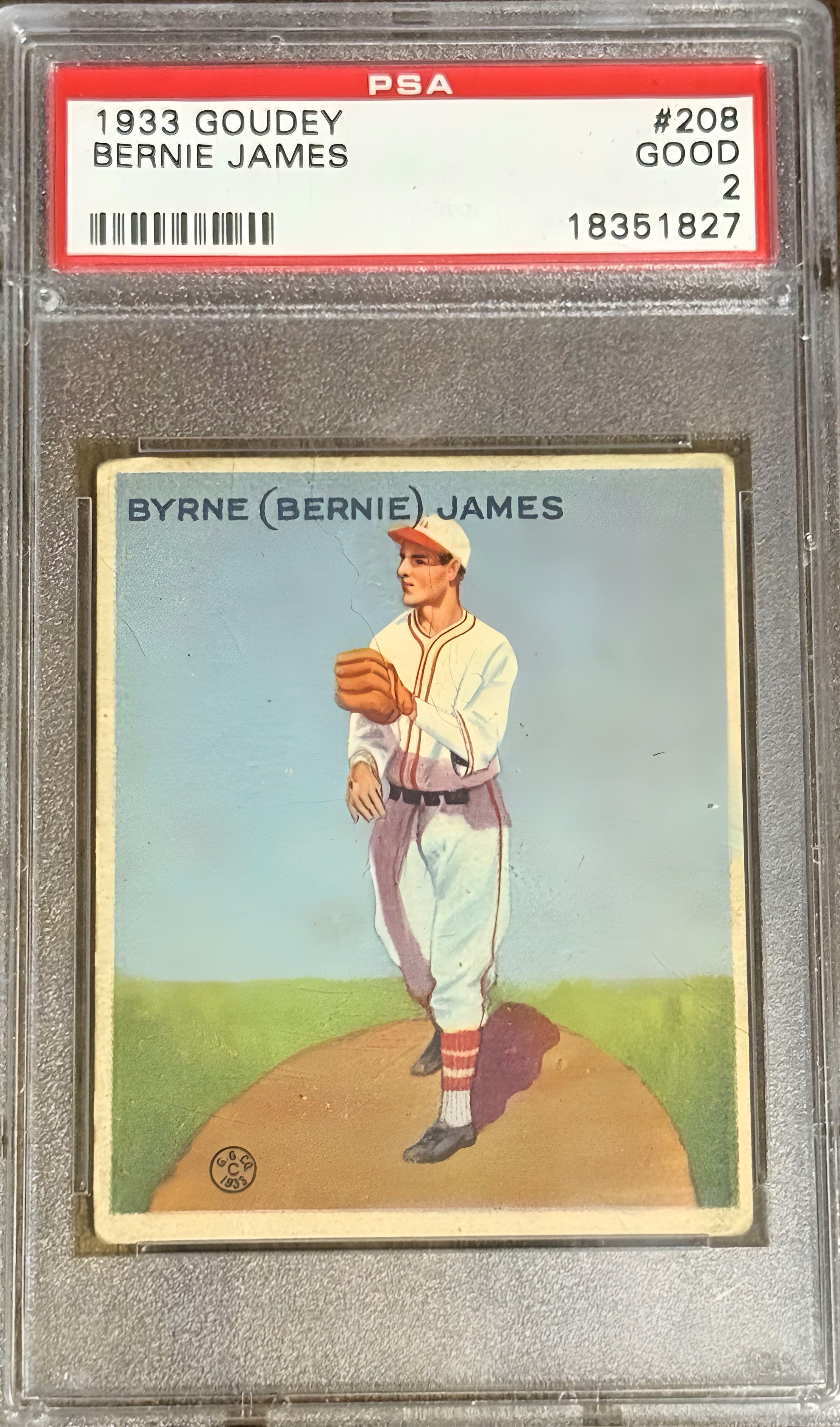 1933 Goudey Baseball # 208 Byrne (Bernie) James (RC) PSA 2 Good