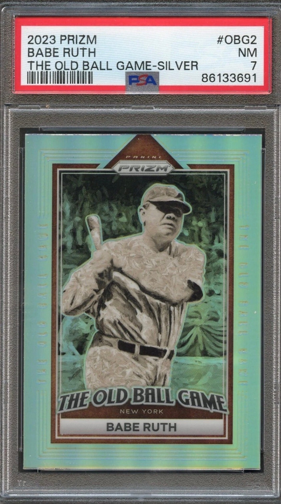 Babe Ruth #OBG2 2023 Prizm Baseball The Old Ball Game Silver Trading Card PSA 7