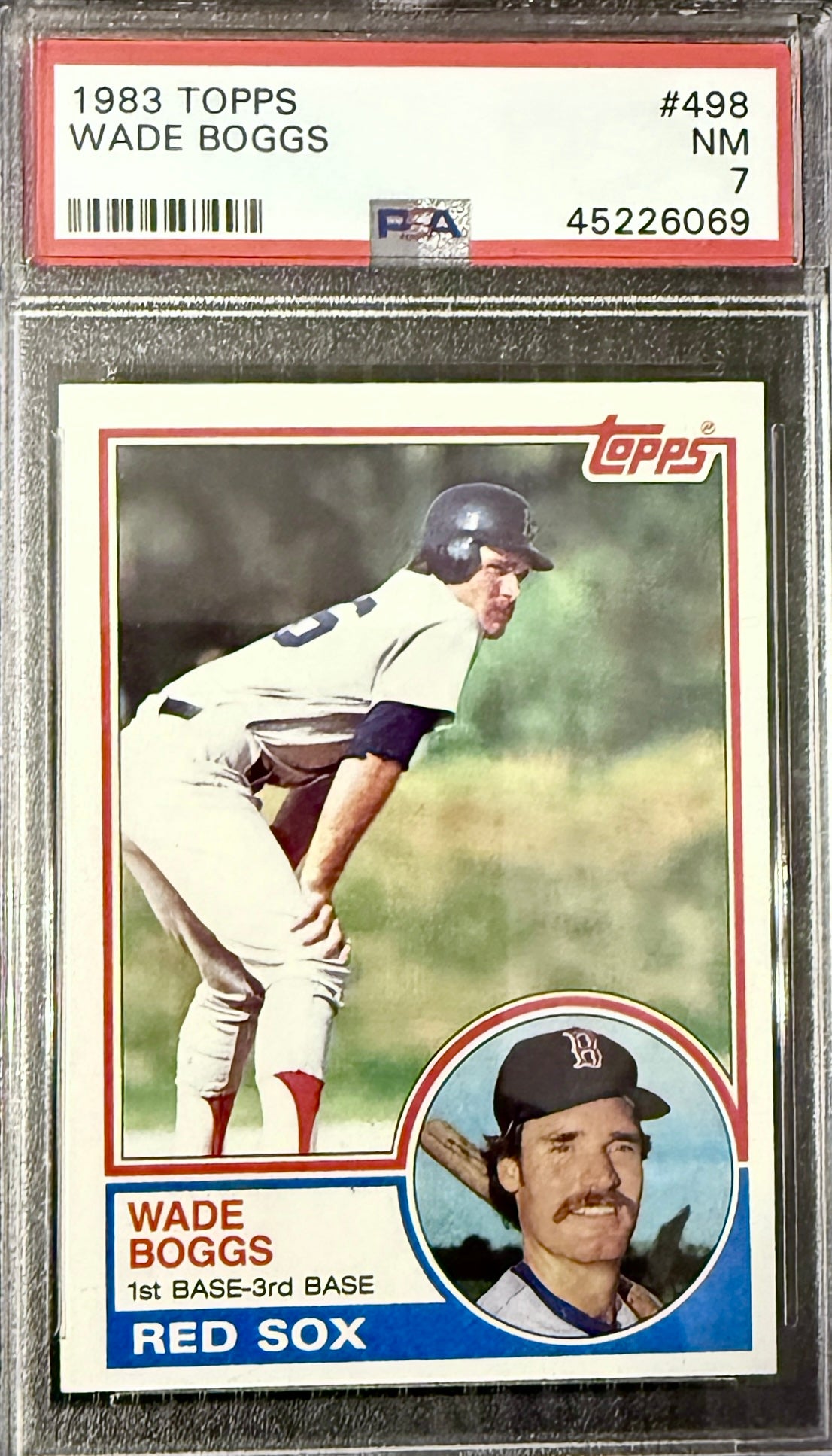 1983 TOPPS #498 WADE BOGGS ROOKIE RC (PSA 7)