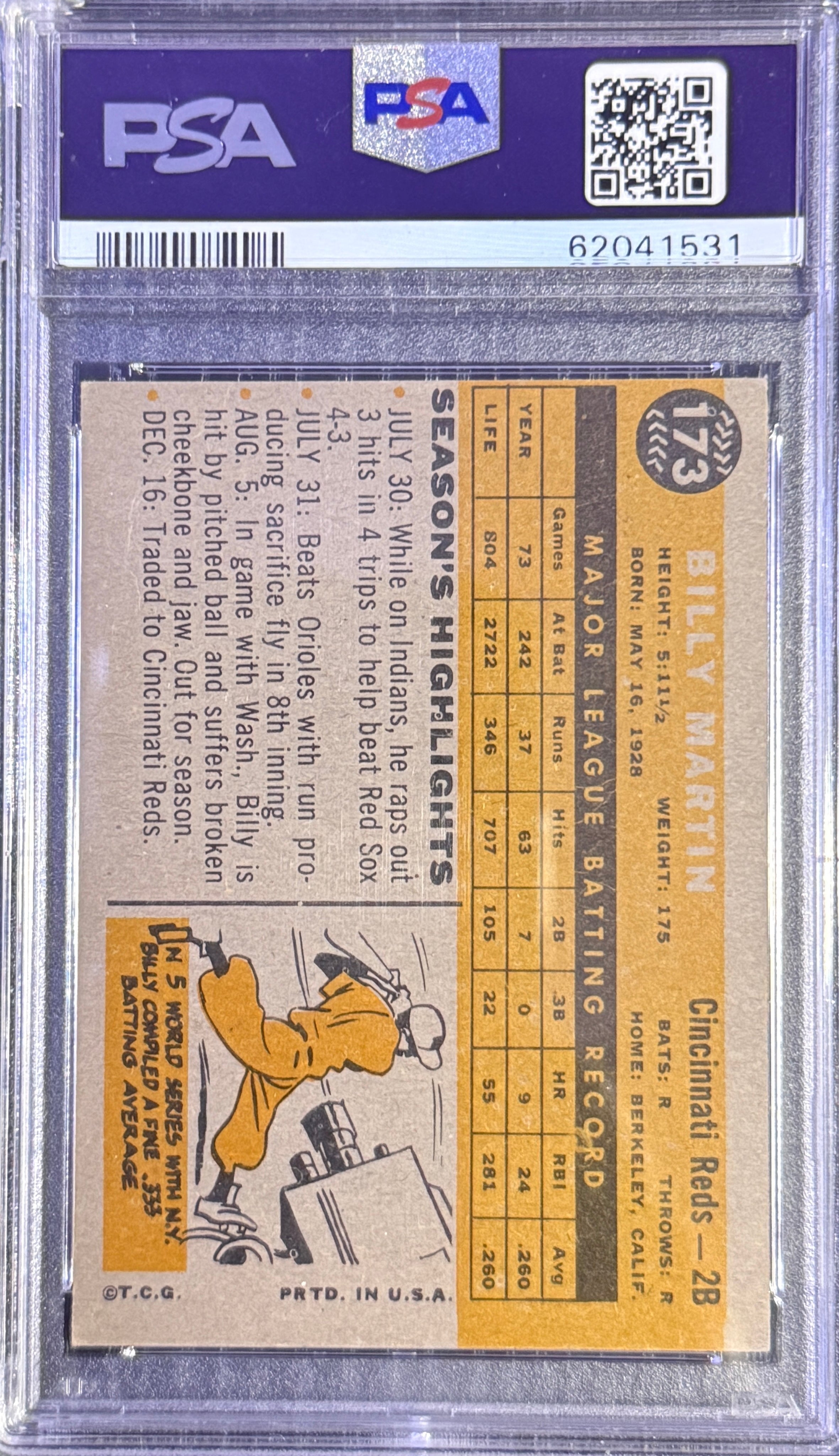 1960 Topps - Billy Martin #173 PSA