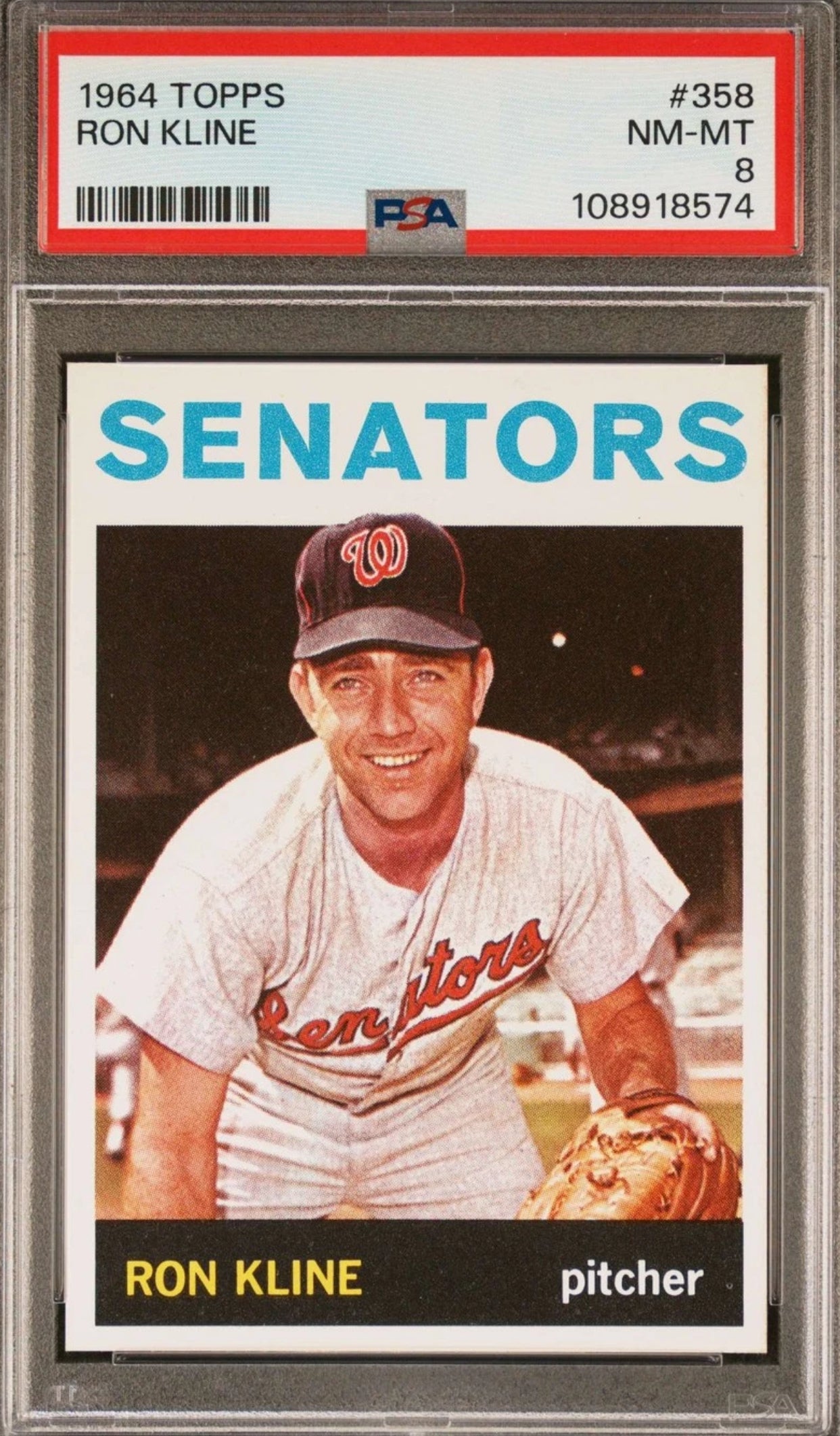 1964 TOPPS #358 RON KLINE PSA 8