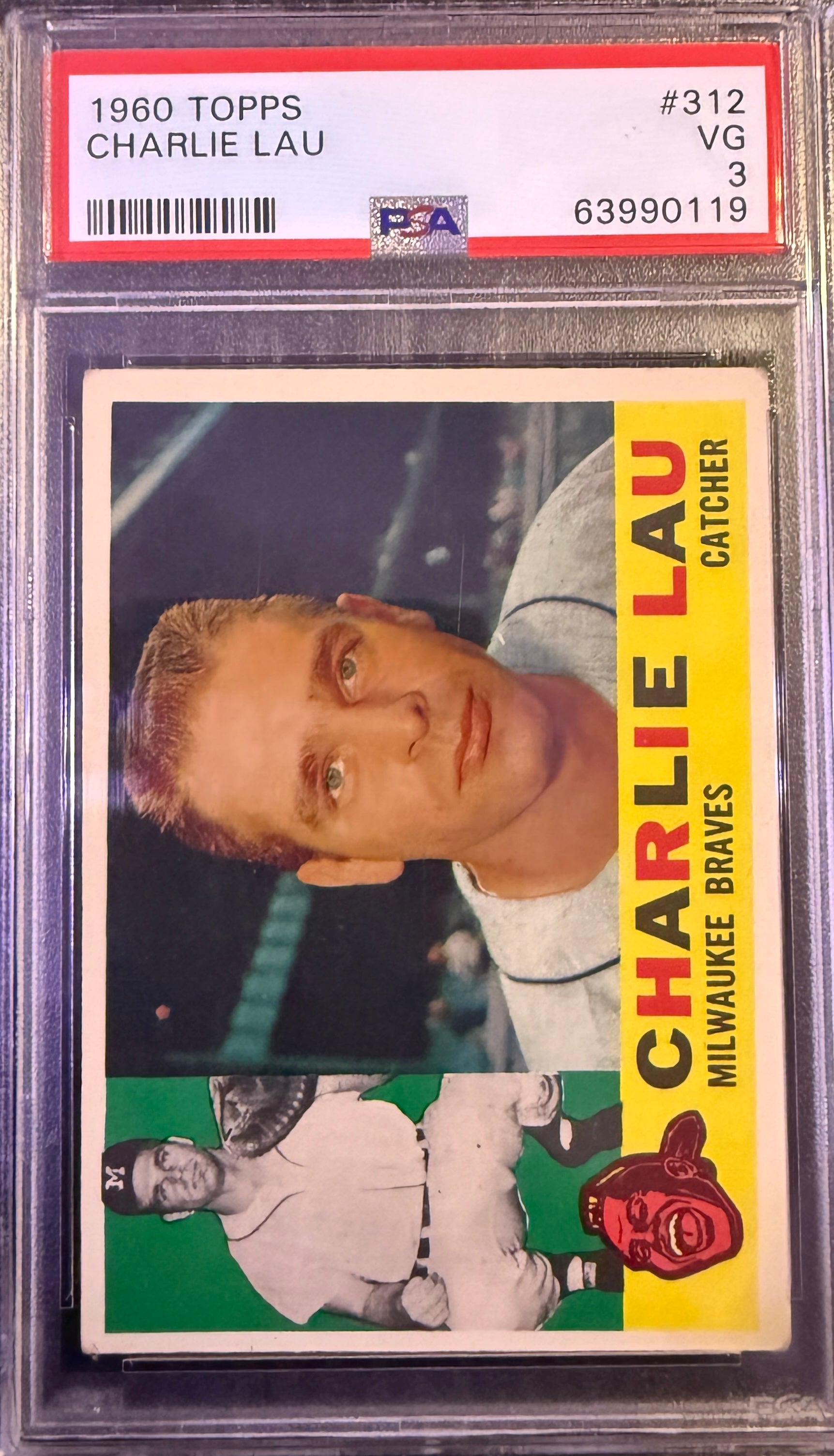 1960 Topps Charlie Lau #312 Milwaukee Braves PSA 3