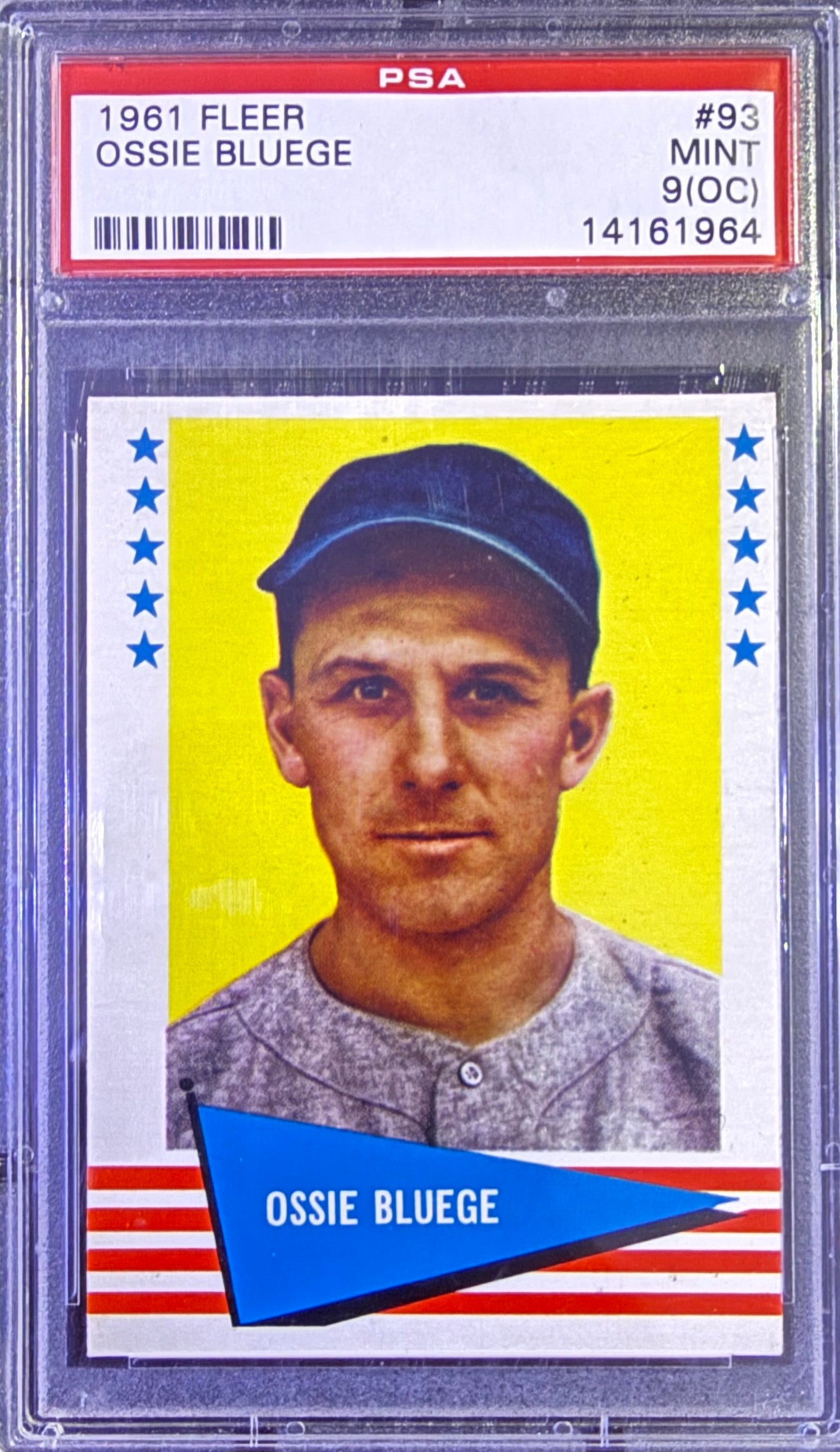 OSSIE BLUEGE PSA 9 (OC) 1961  FLEER #93 MINT