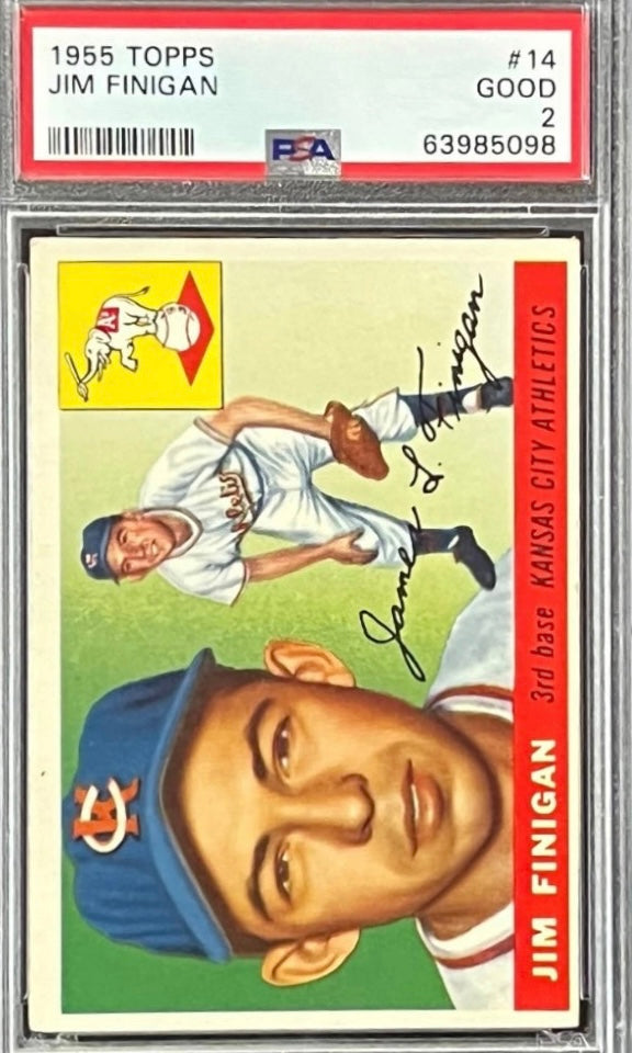 1955 Topps Jim Finigan Rookie RC #14 Philadelphia  PSA 2