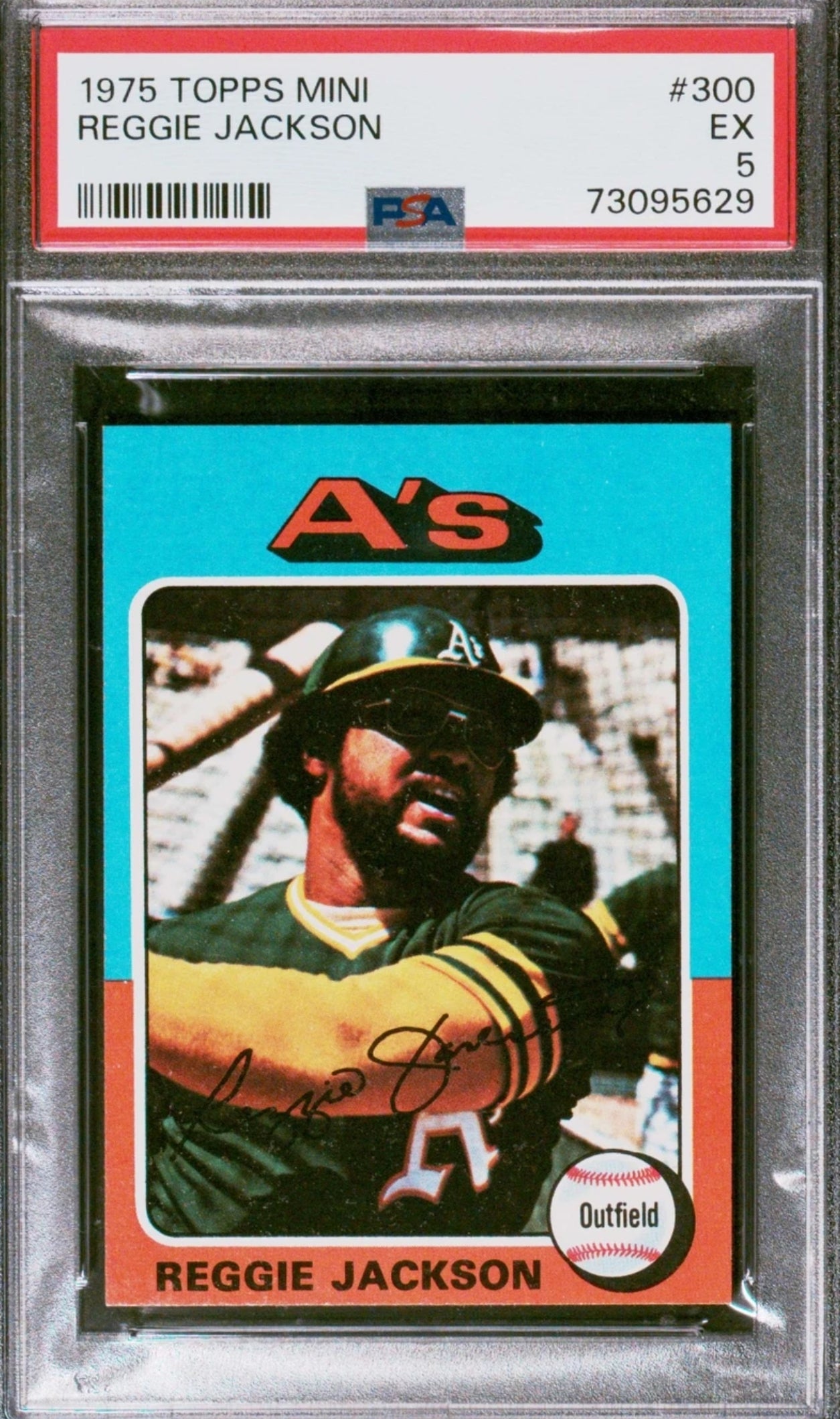 1975 TOPPS MINI #300 REGGIE JACKSON PSA 5