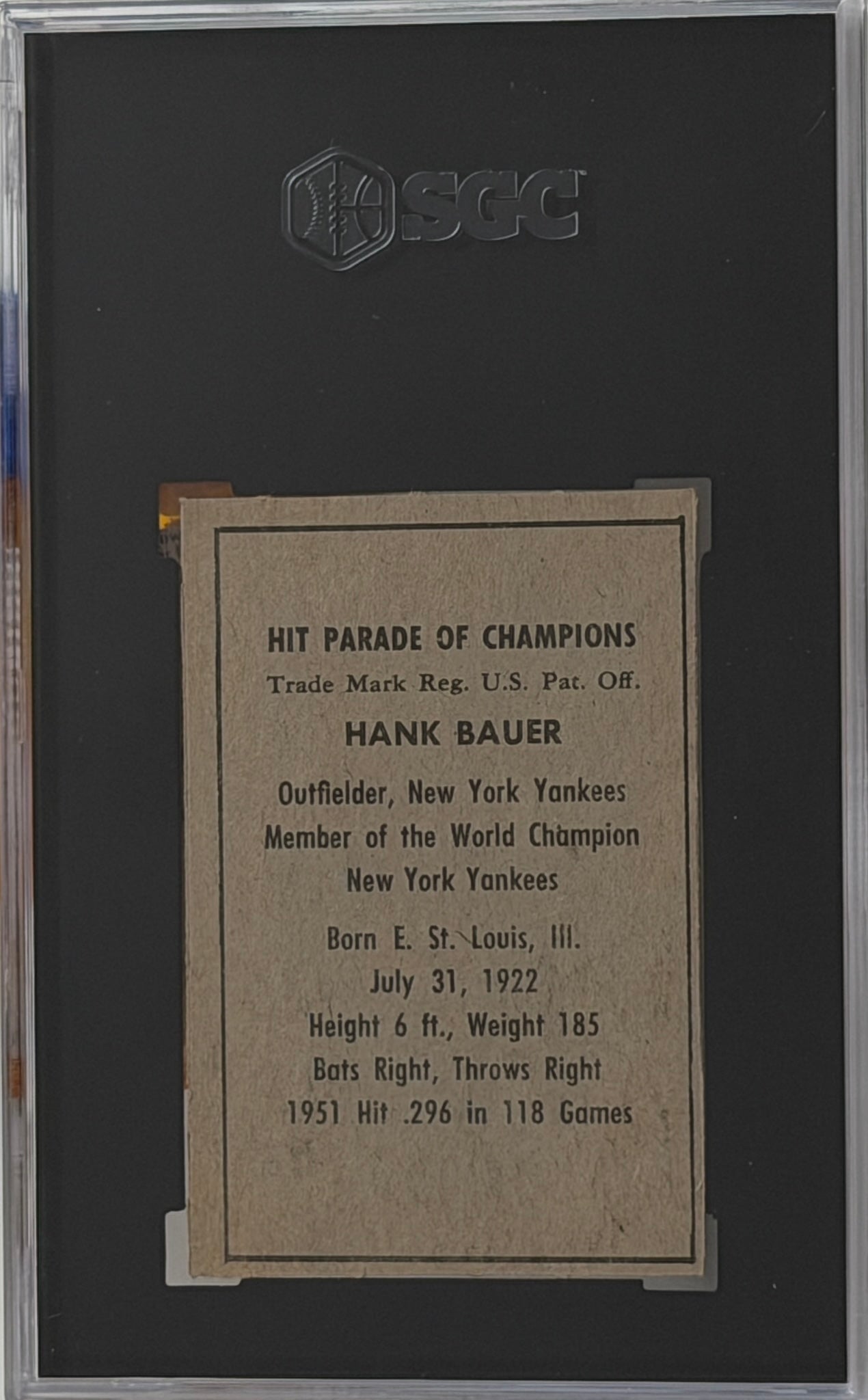 1952 Berk Ross -Hank Bauer SGC 7