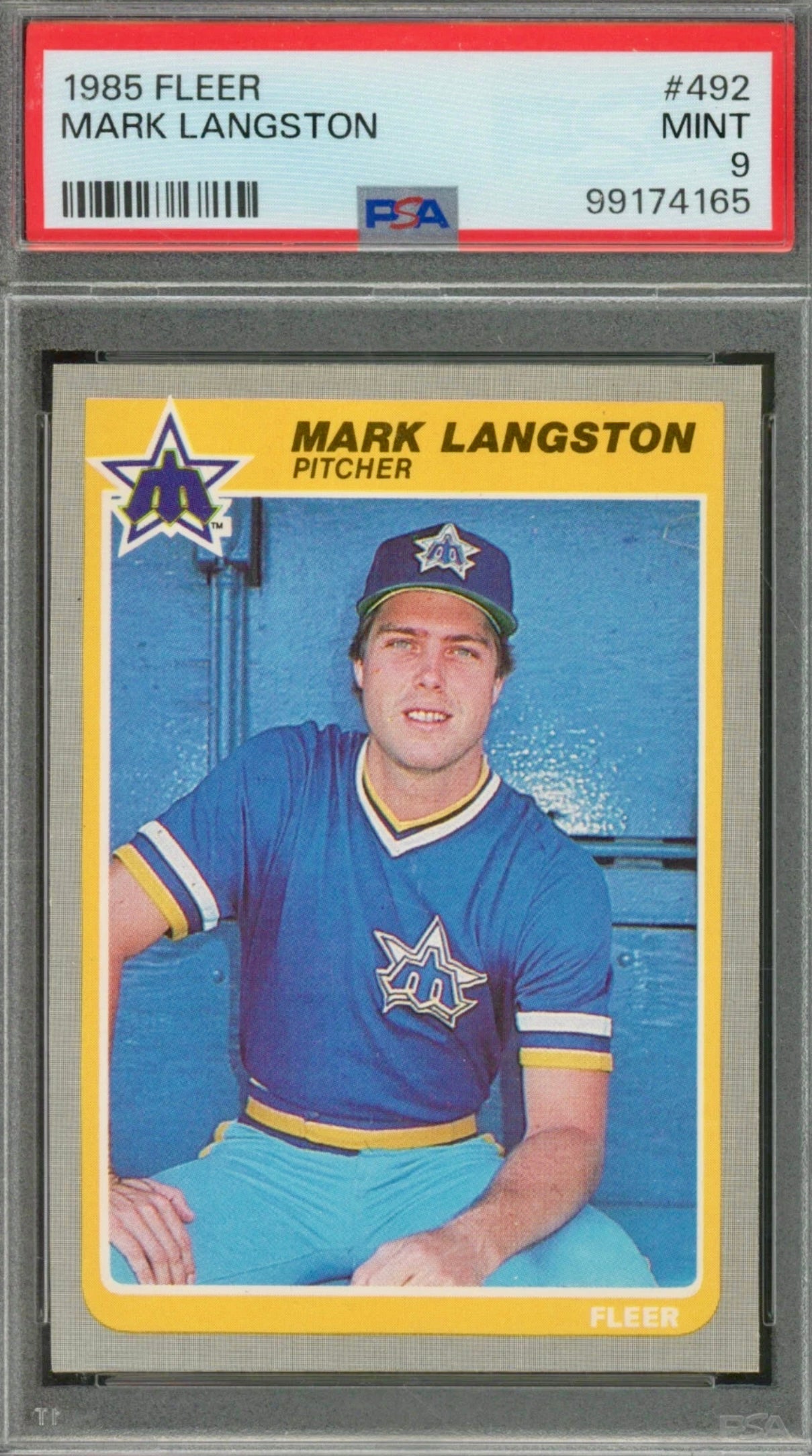 1985 Fleer Baseball #492 Mark Langston Rookie PSA 9