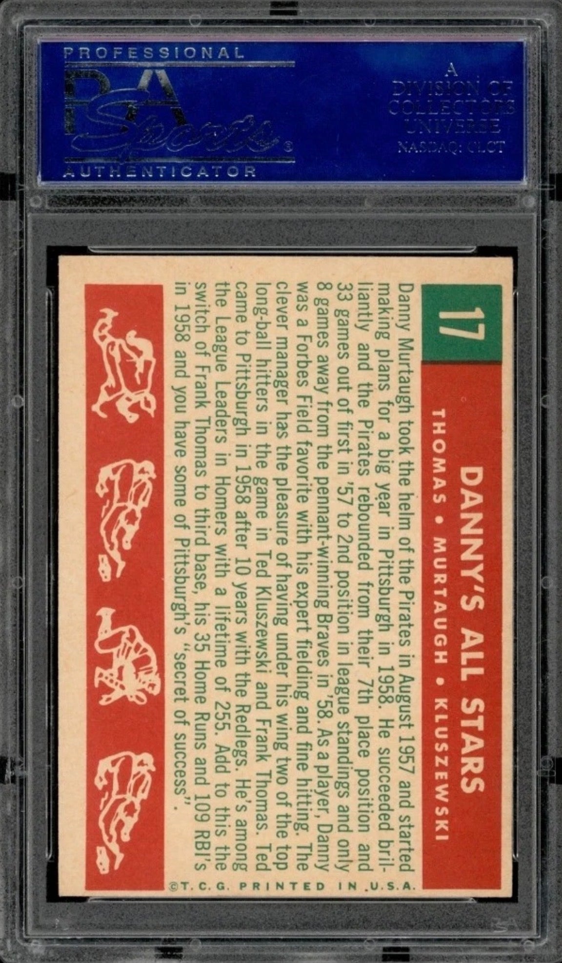 1959 Topps Set-Break # 17 Danny's All-Stars PSA 7 NM