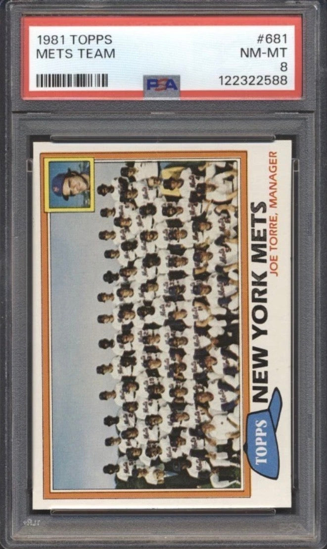 1981 Topps Baseball Mets team card PSA 8