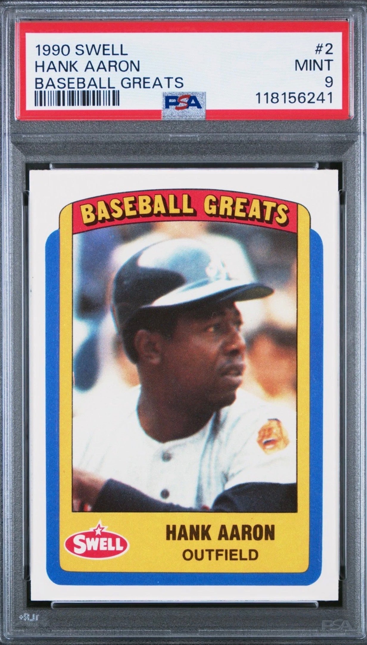 1990 SWELL BASEBALL GREATS #2 HANK AARON PSA 9