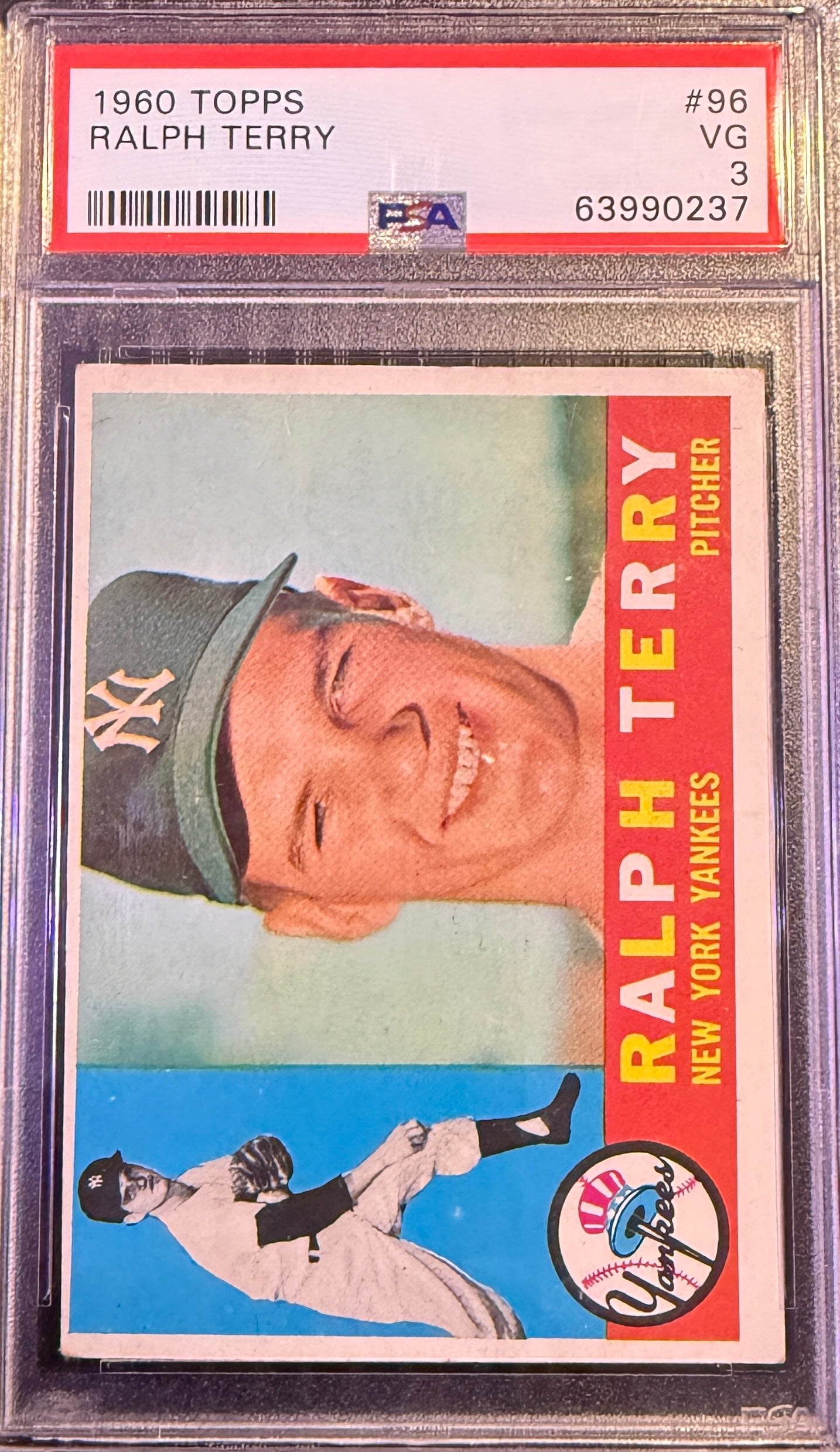 1960 Topps Ralph Terry #96 New York Yankees PSA 3