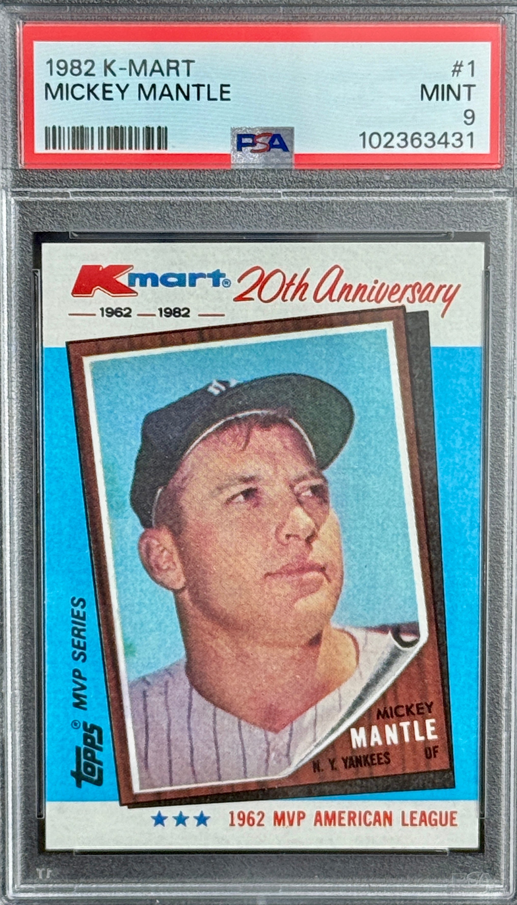 1982 Topps K-Mart Mickey Mantle HOF #1 Card PSA 9