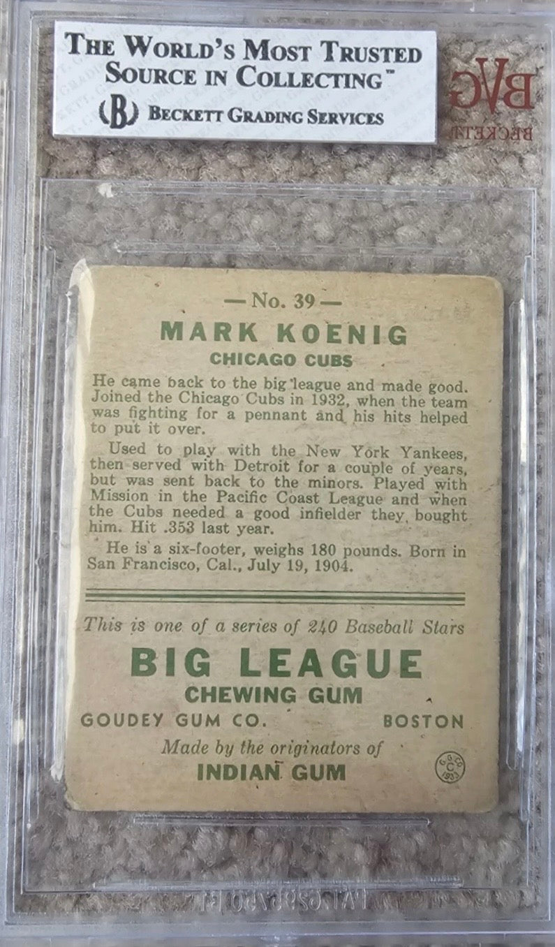 BVG 3 1933 Goudey Mark Koenig #39