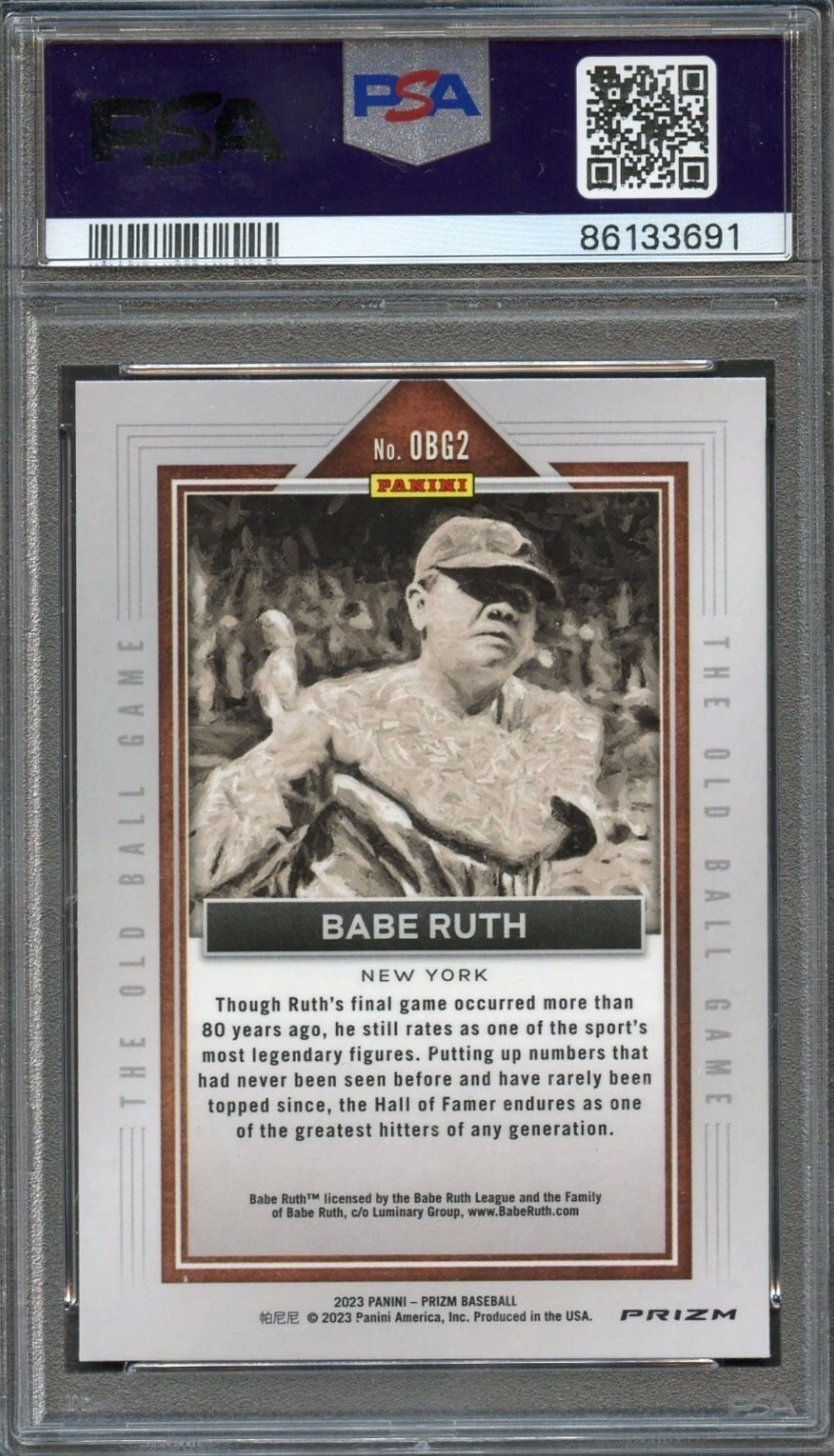 Babe Ruth #OBG2 2023 Prizm Baseball The Old Ball Game Silver Trading Card PSA 7