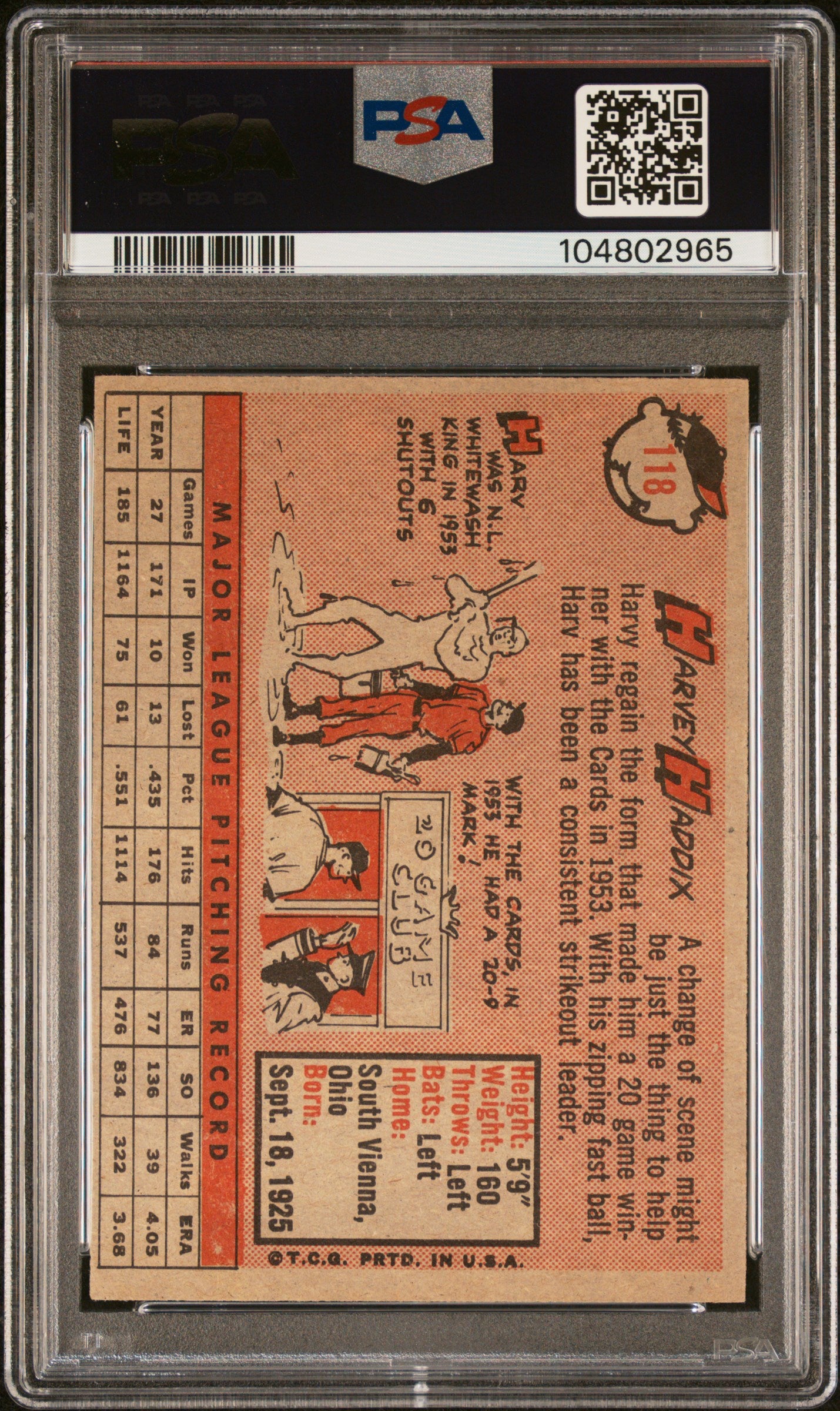 1958  #118 Harvey Haddix Topps