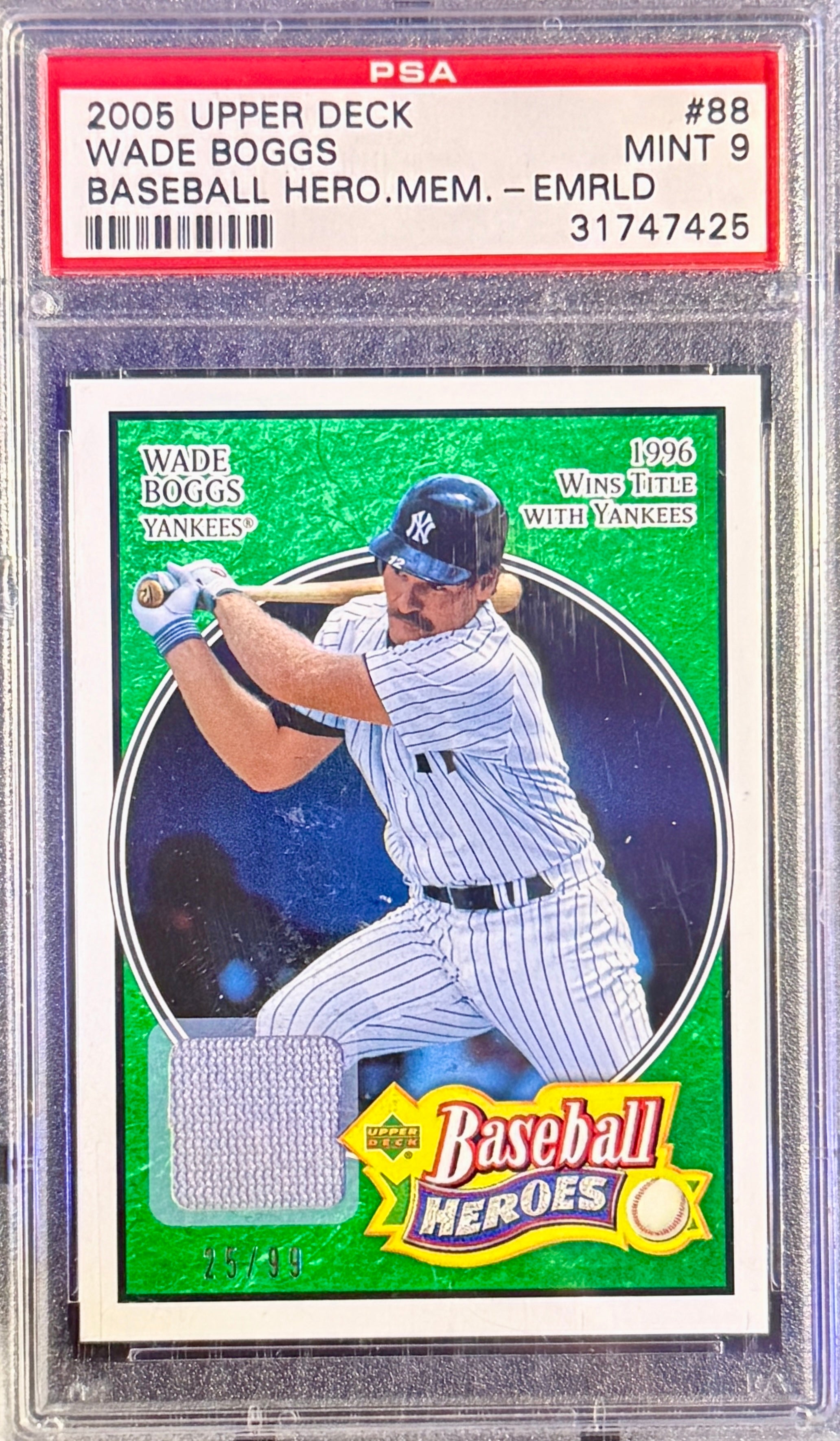 Wade Boggs 2005 Upper Deck Emerald PSA 9