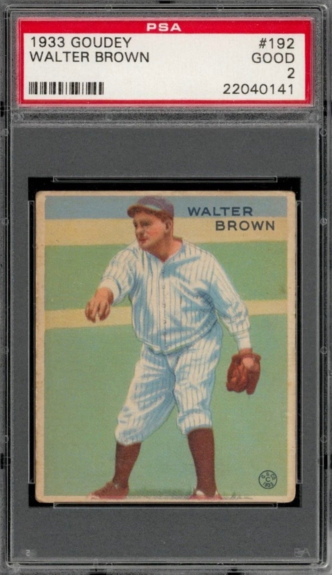 1933 Goudey Set-Break #192 Walter Brown PSA 2 GOOD