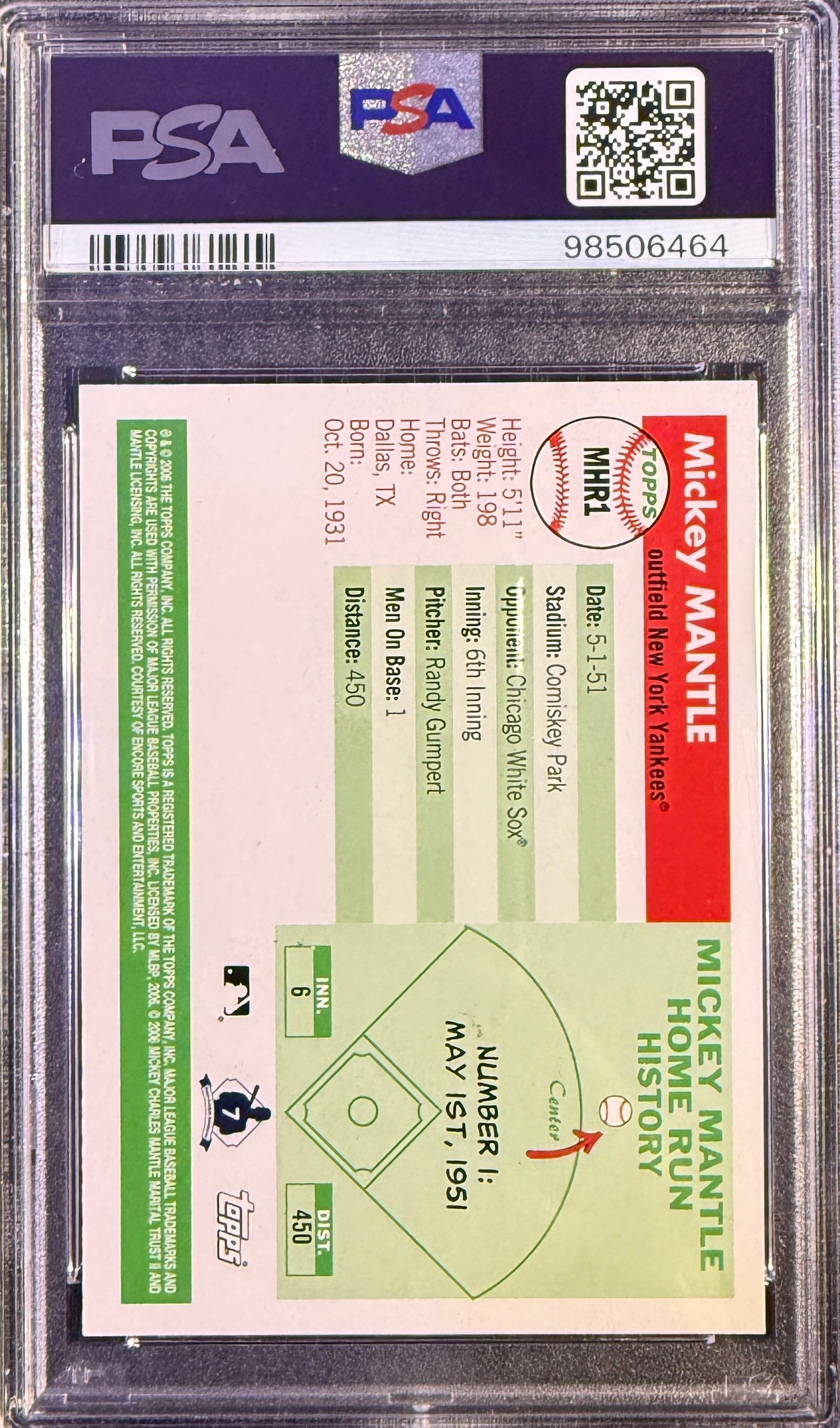 2006 Topps Mickey Mantle PSA 9