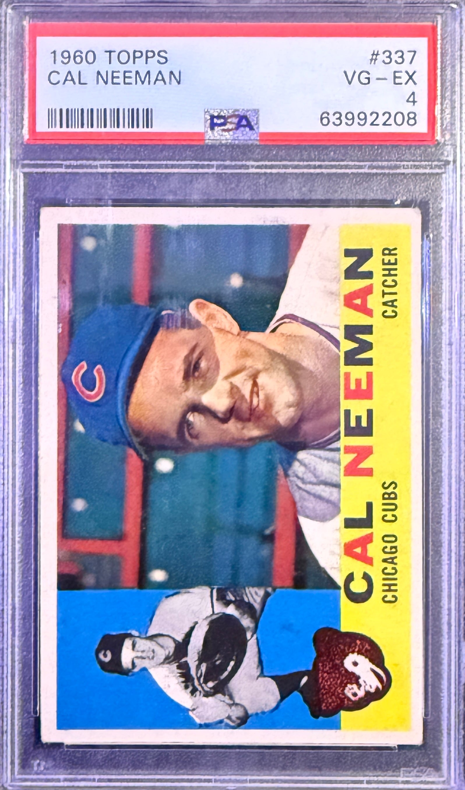 1960 Topps Cal Neeman #337 Chicago Cubs PSA 4