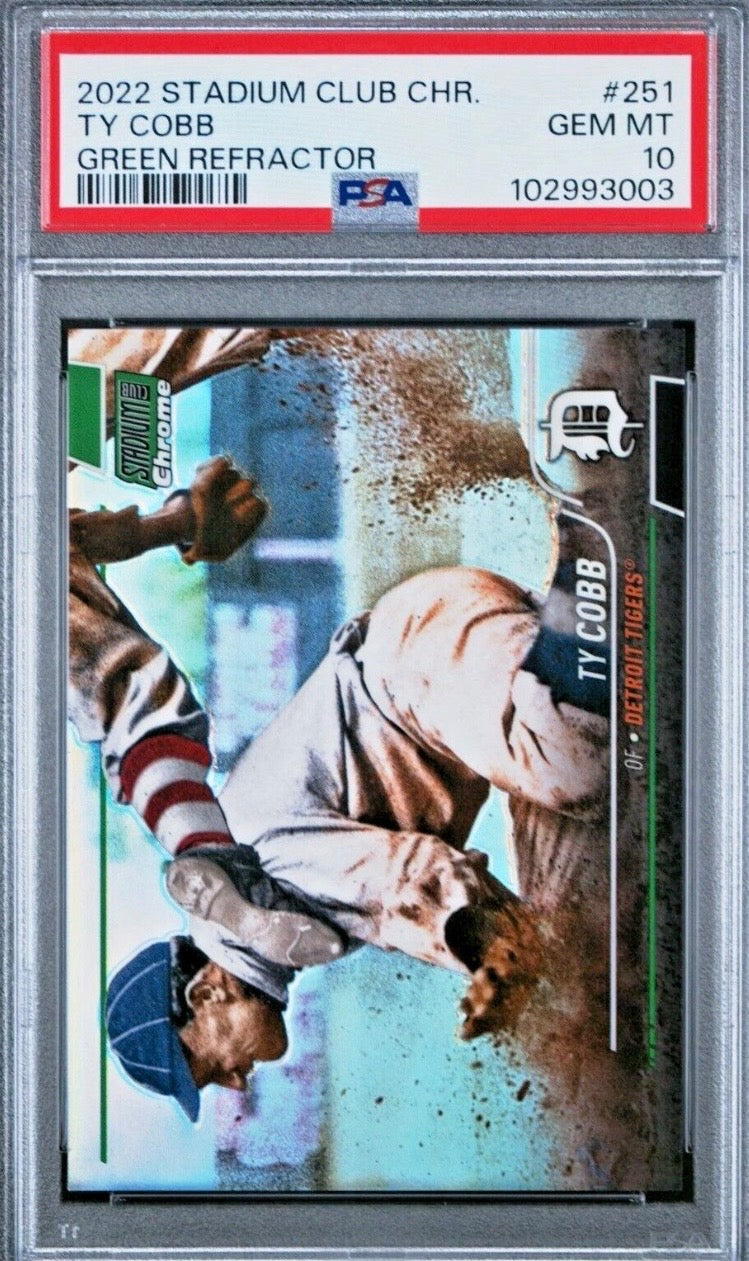 2022 Topps Stadium Club Chrome 251 Ty Cobb Green Refractor #19/99 PSA 10 POP 4