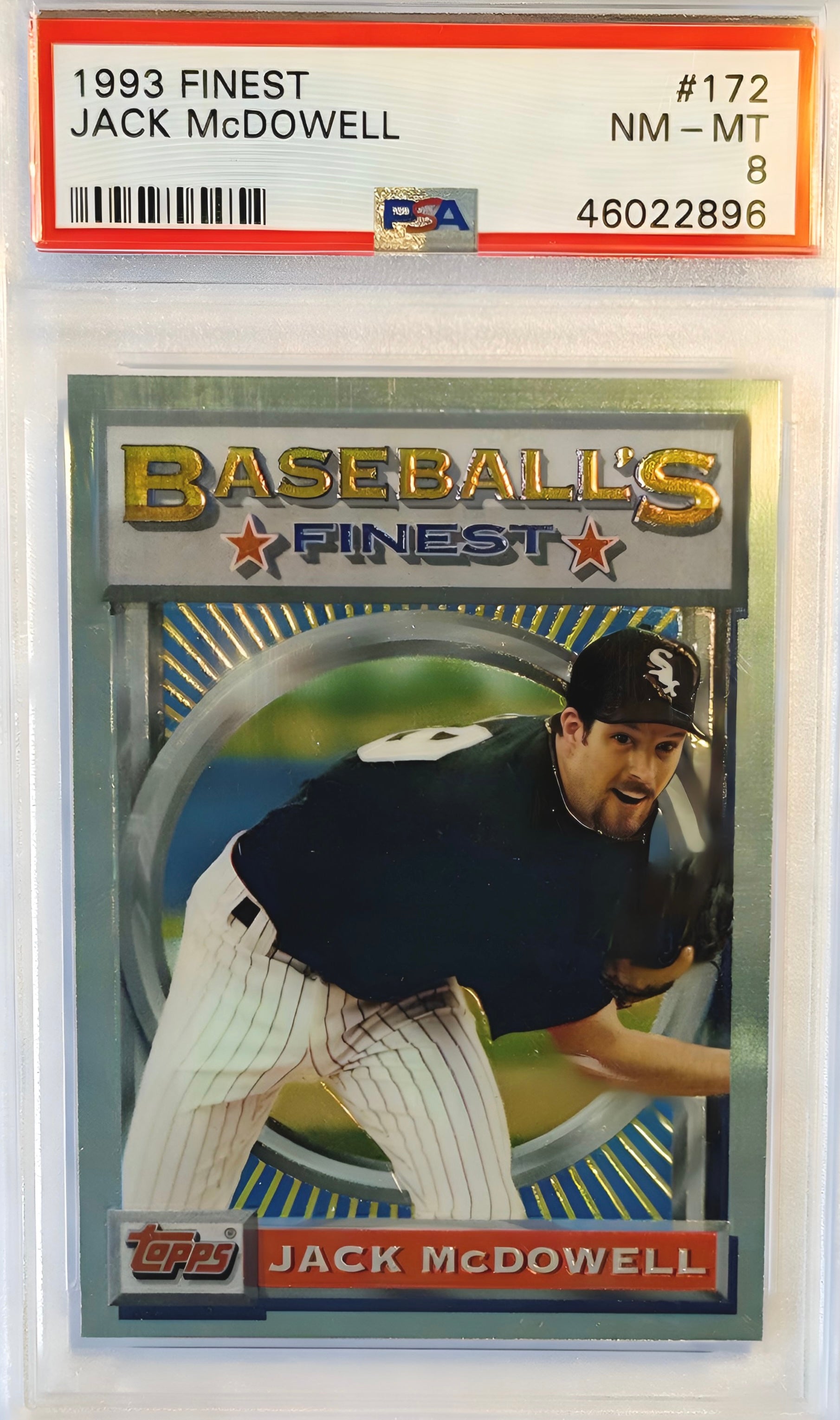 1993 Topps Finest refractor Jack McDowell #172 PSA 8