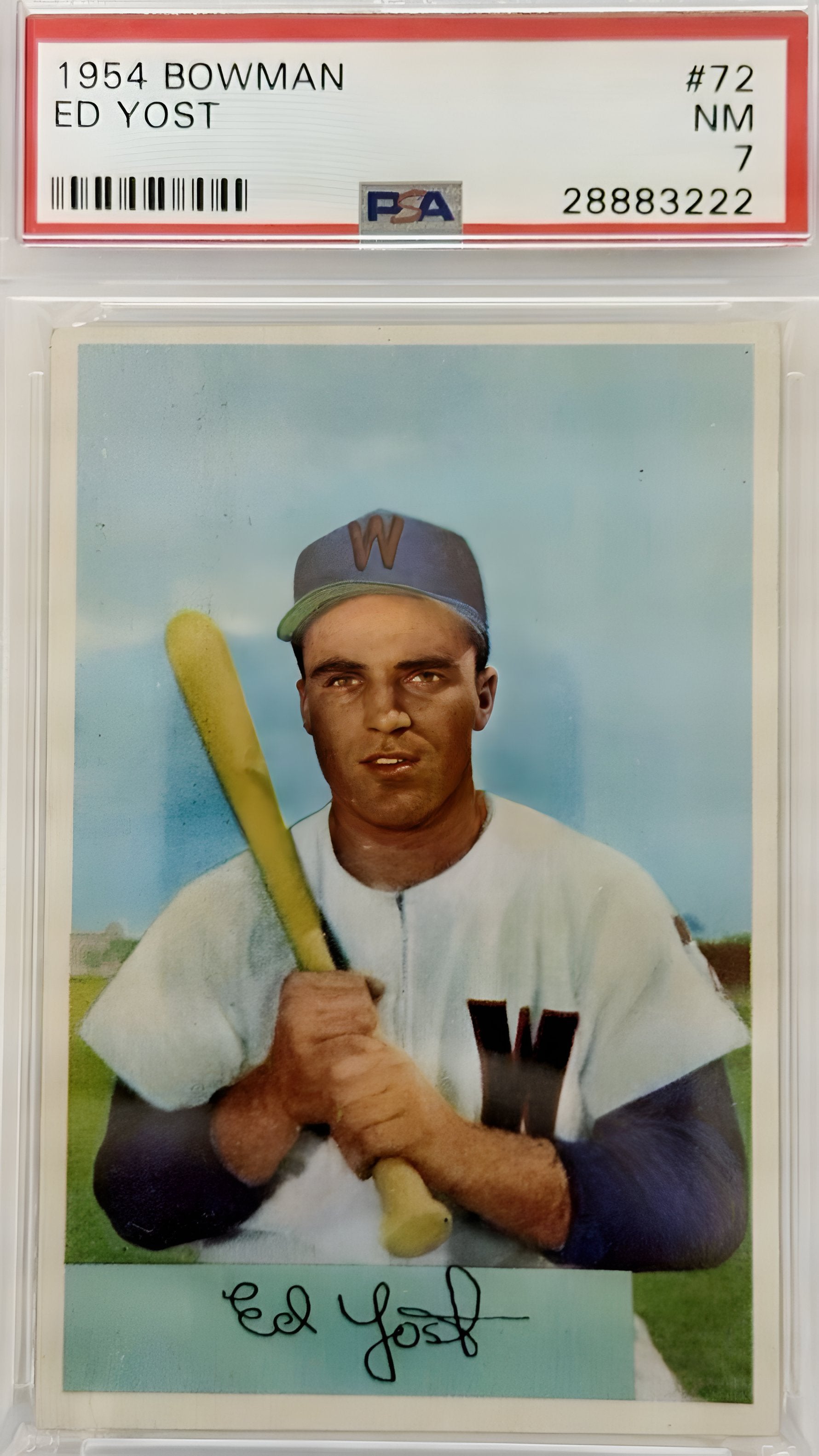 1954 Bowman Eddie Yost #PSA 7 #72 Washington Senators