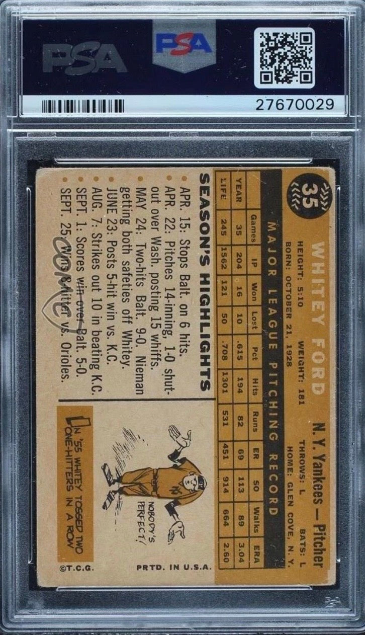 1960 Topps Whitey Ford #35 PSA 3 VG