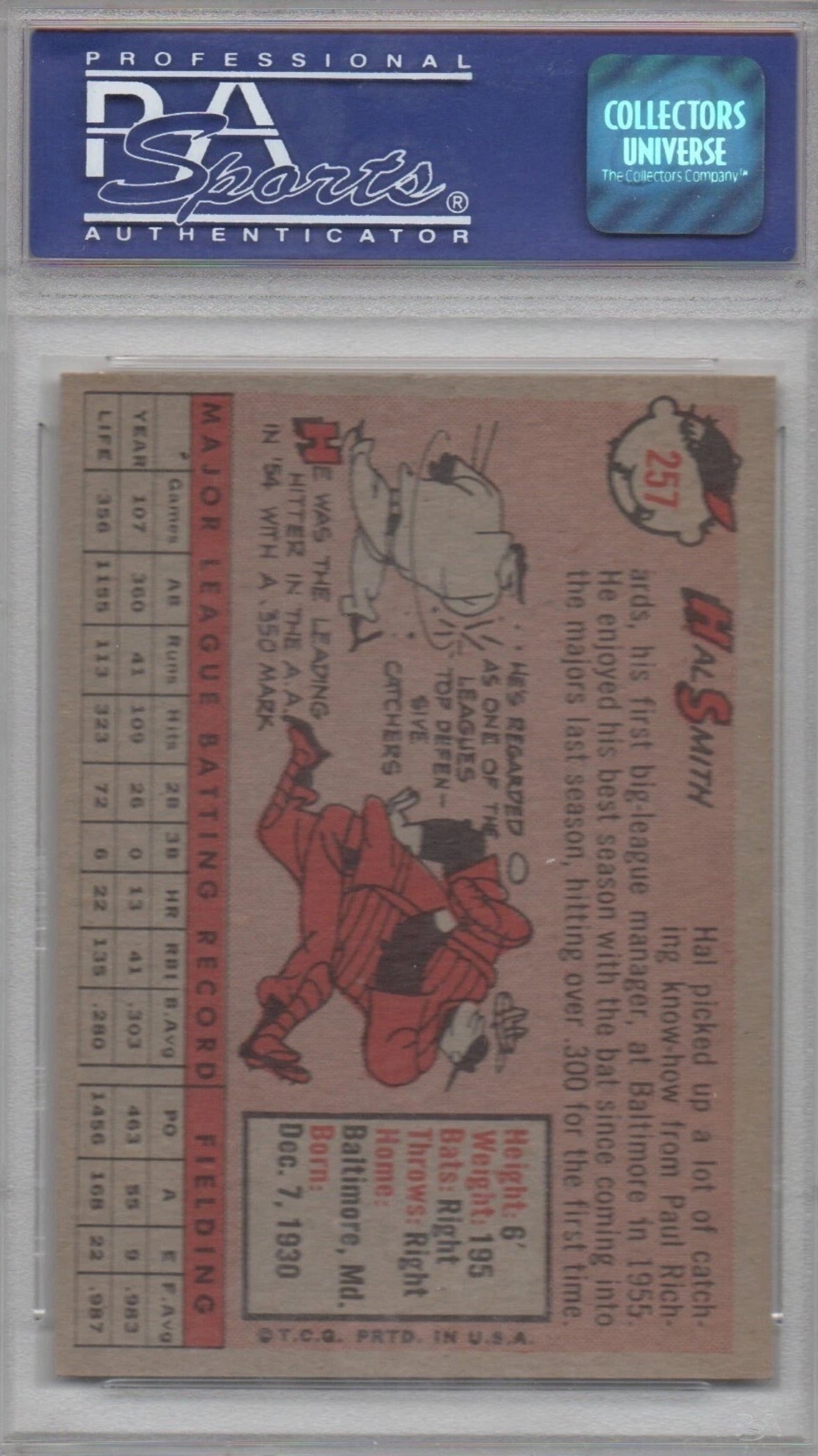 1958 Topps Hal Smith #257 PSA 7