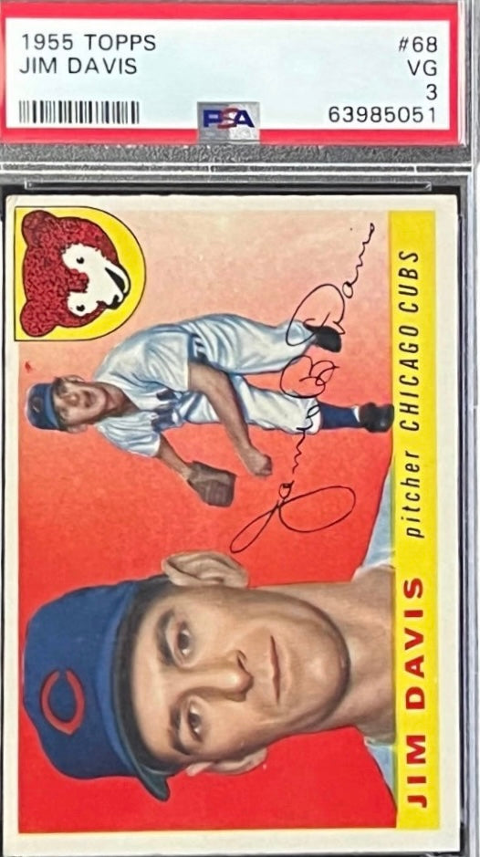 1955 Topps Jim Davis Rookie RC #68 Chicago Cubs PSA 3