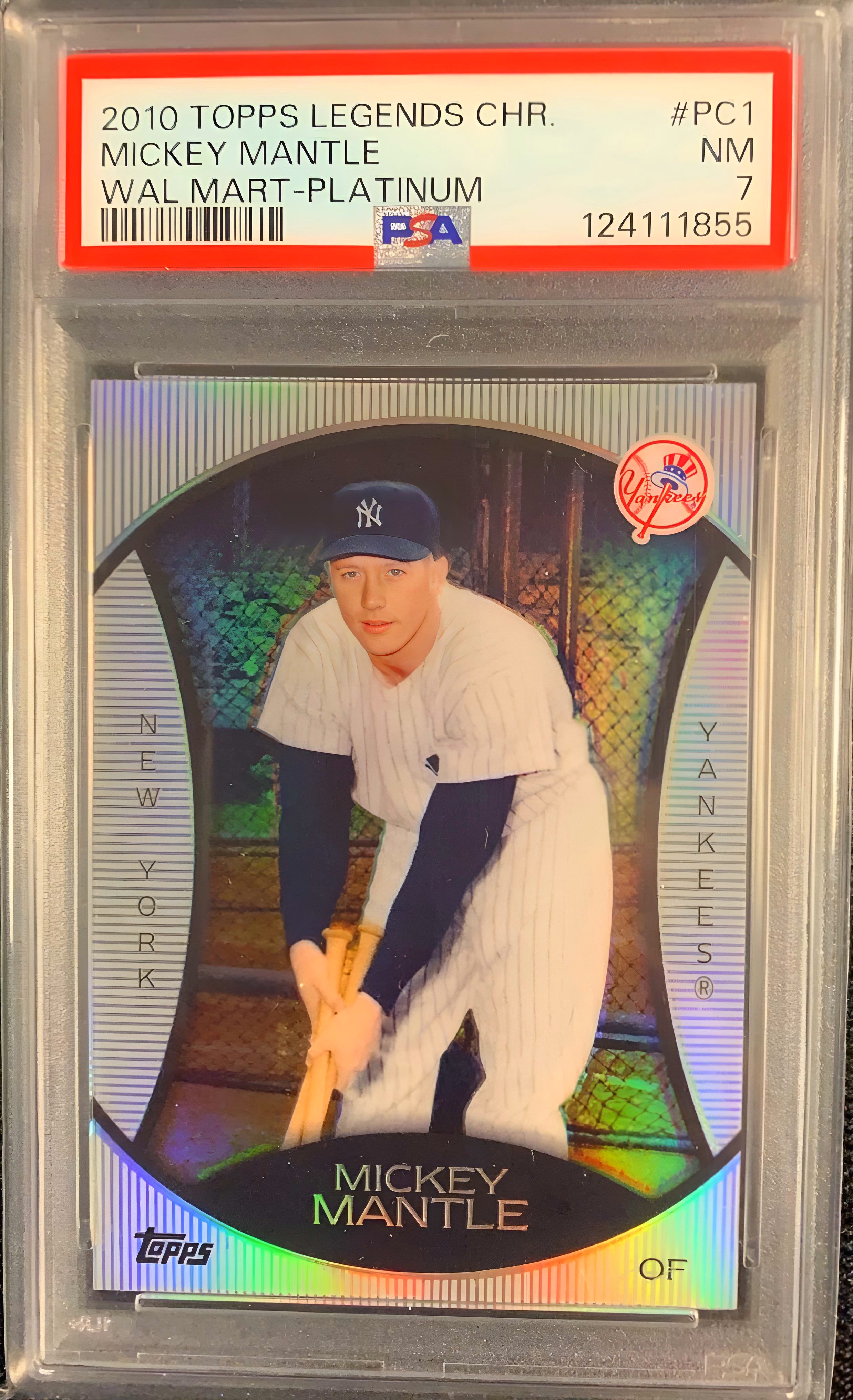MICKEY MANTLE 2010 TOPPS LEGENDS CHROME WALMART PLATINUM PSA NM 7 YANKEES