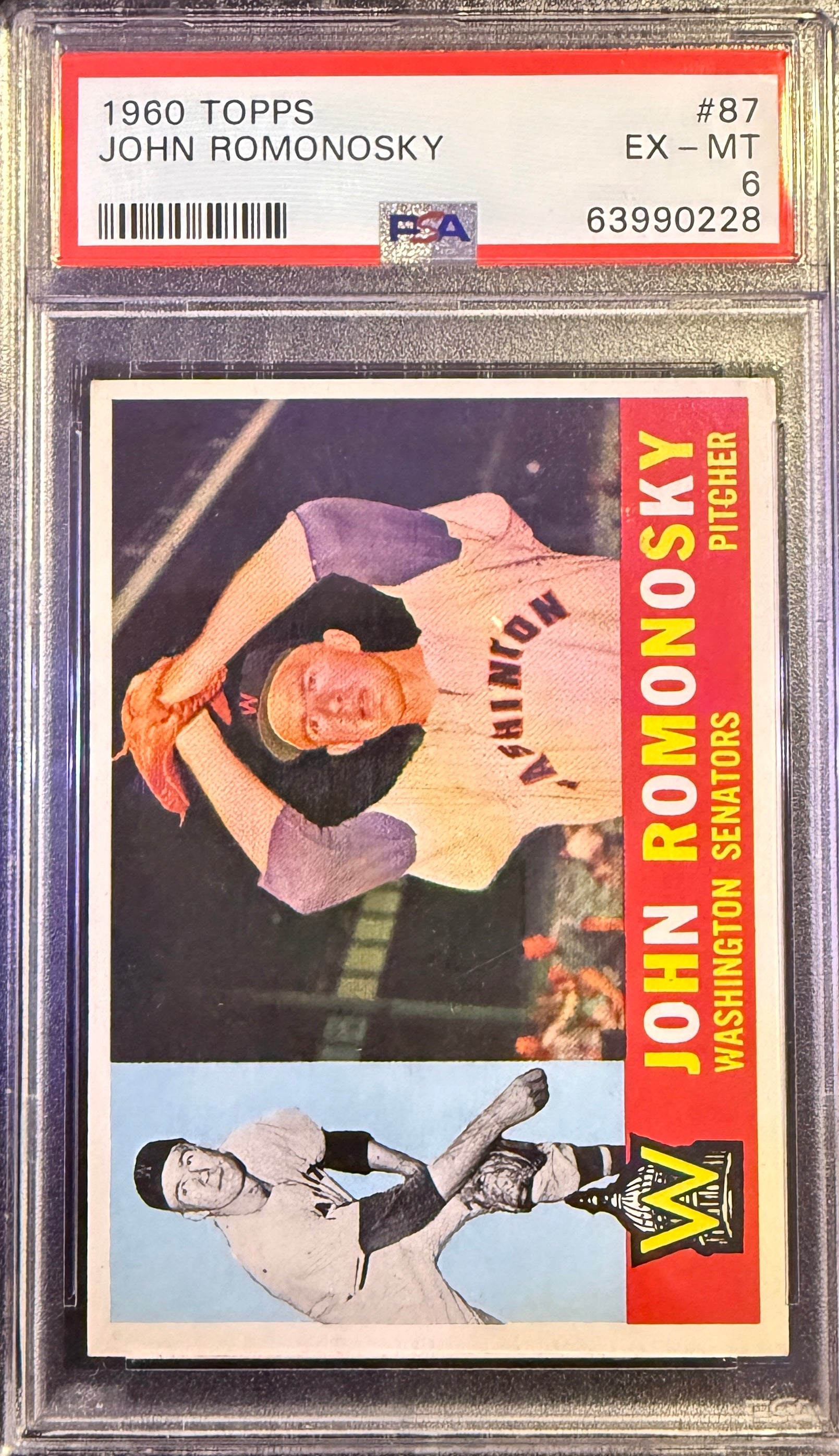 1960 Topps John Romonosky #87 Washington Senators PSA 6