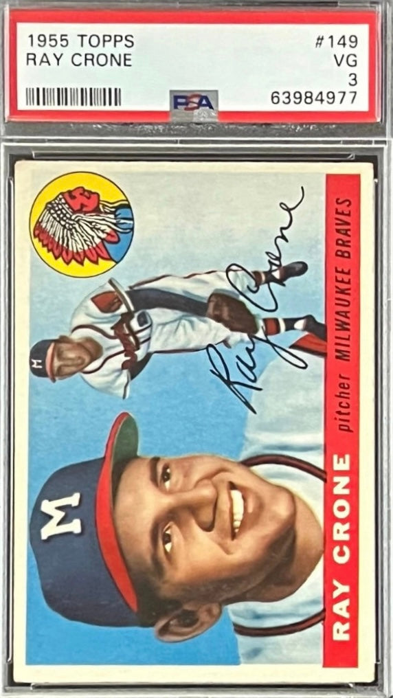 1955 Topps Ray Crone #149 Milwaukee Braves PSA 3