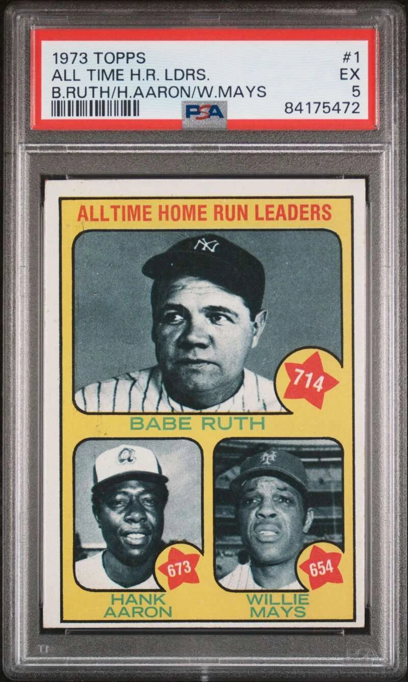 1973 Topps #1 Babe Ruth/Aaron/Mays PSA 5 All-Time HR