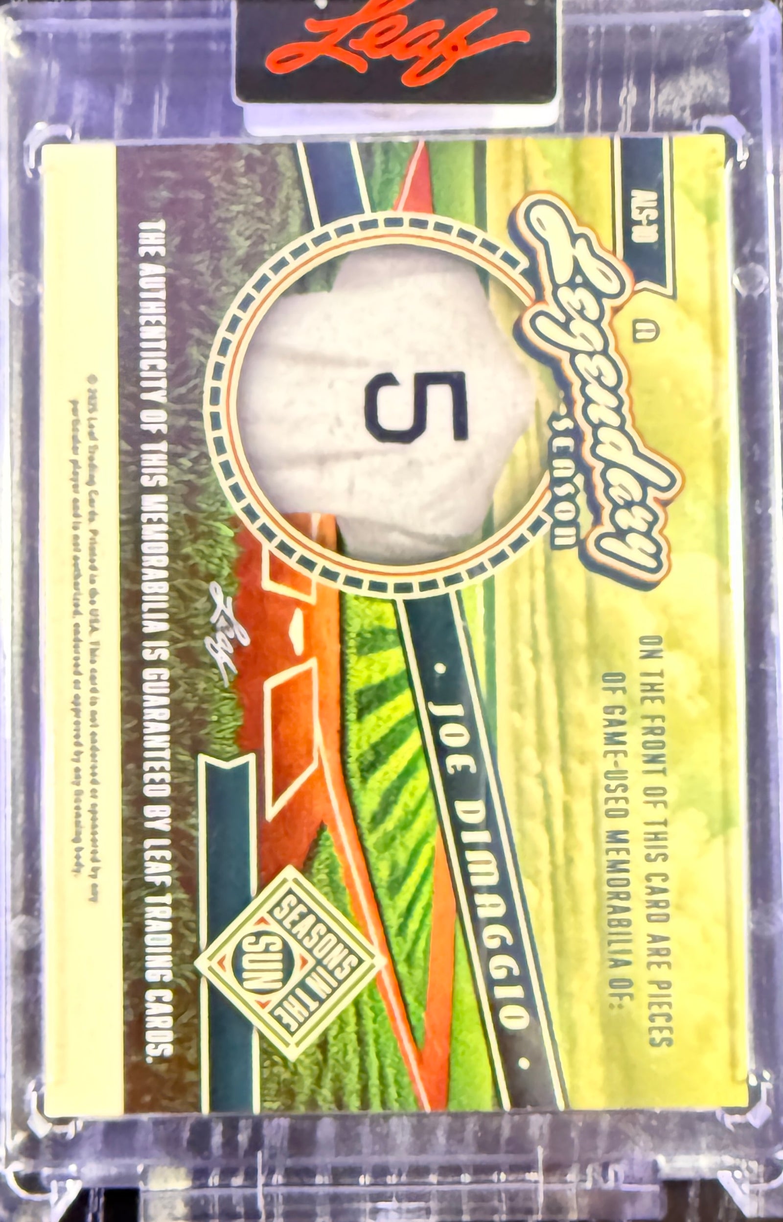 Joe DiMaggio 2025 Leaf Baseball Quad Game-Used Jersey # 01/12 — reverse