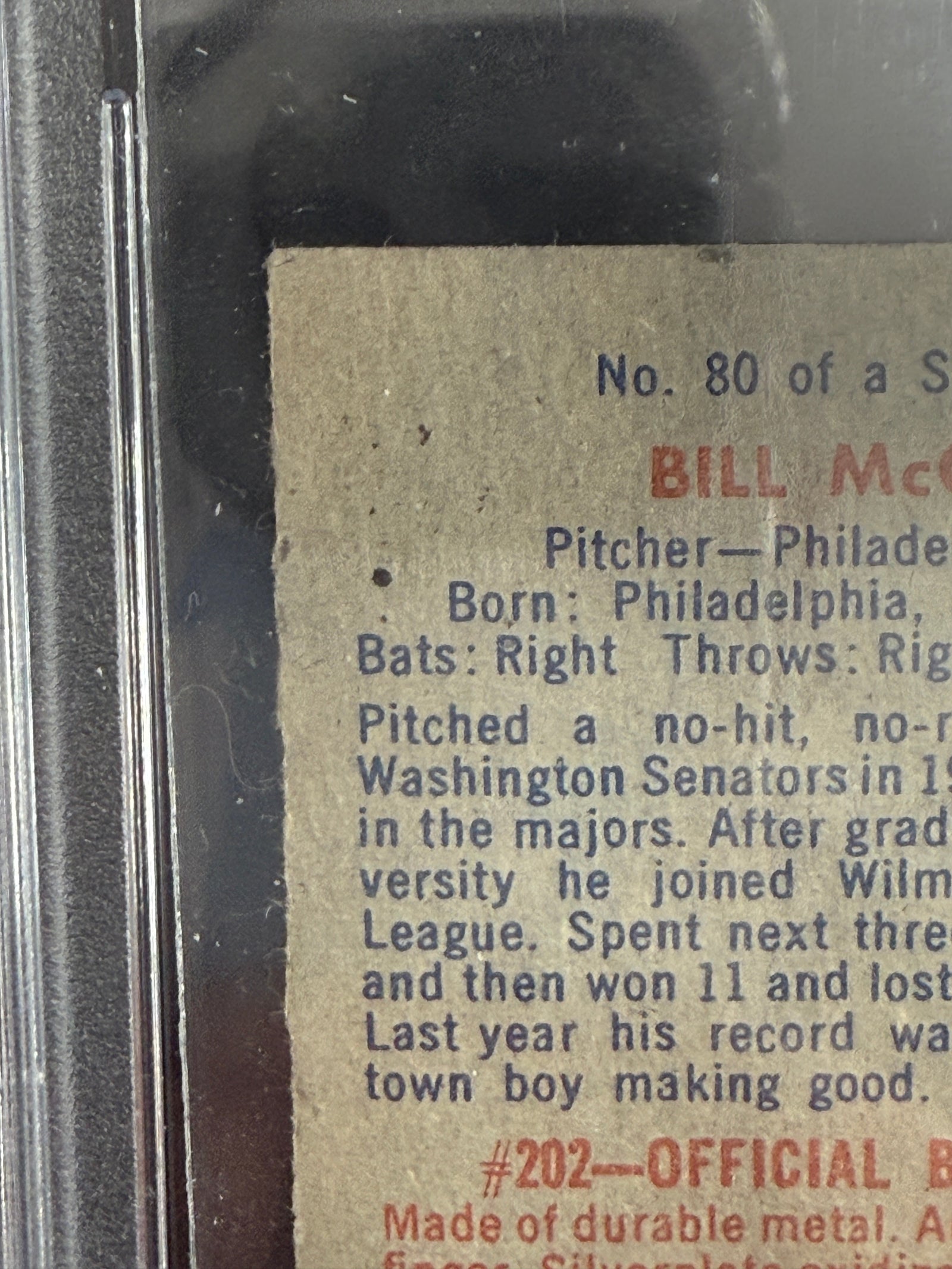 1949 Bowman Bill McCahan #90 — reverse