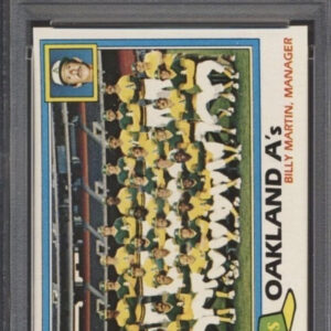 1981 Topps Baseball A’s team card PSA 8