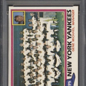1981 Topps Baseball Yankees team card PSA 8