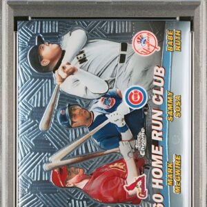 2001 TOPPS CHROME COMBOS BASEBALL CARD ROGER MARIS McGWIRE SOSA BABE RUTH PSA 10